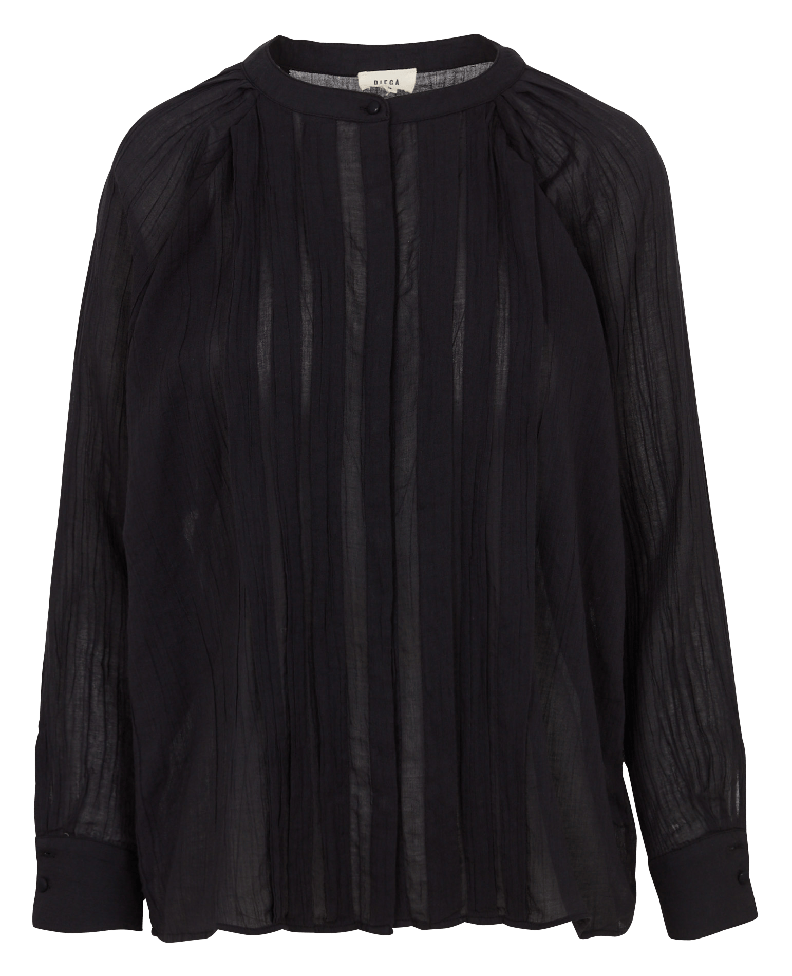 Chemisier uni cintré à plis DIEGA Noir