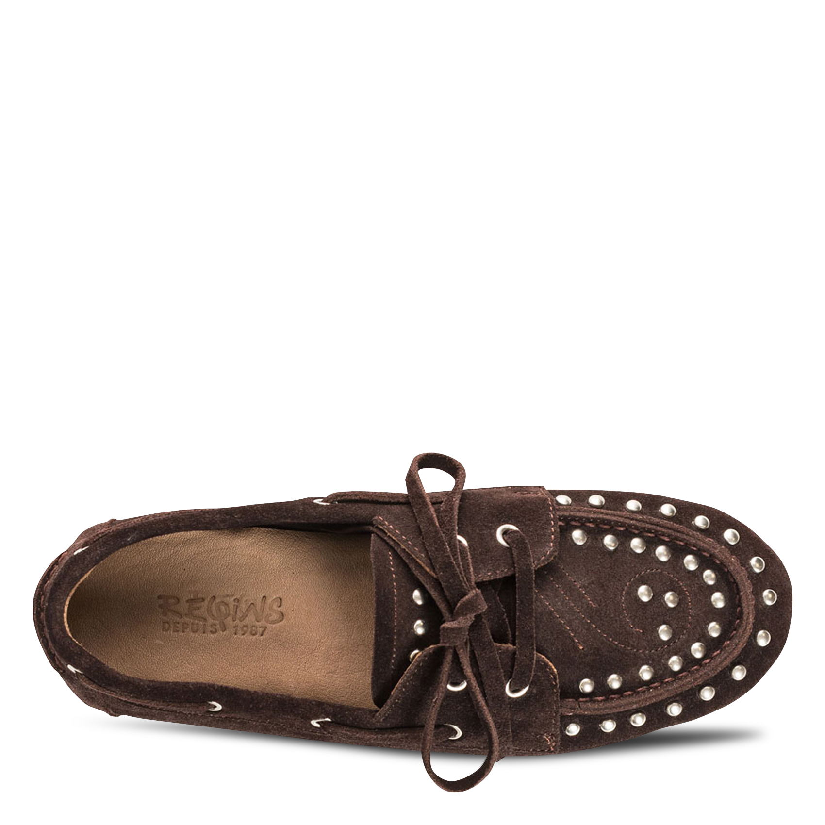 Soft leather deck shoes REQINS Brown