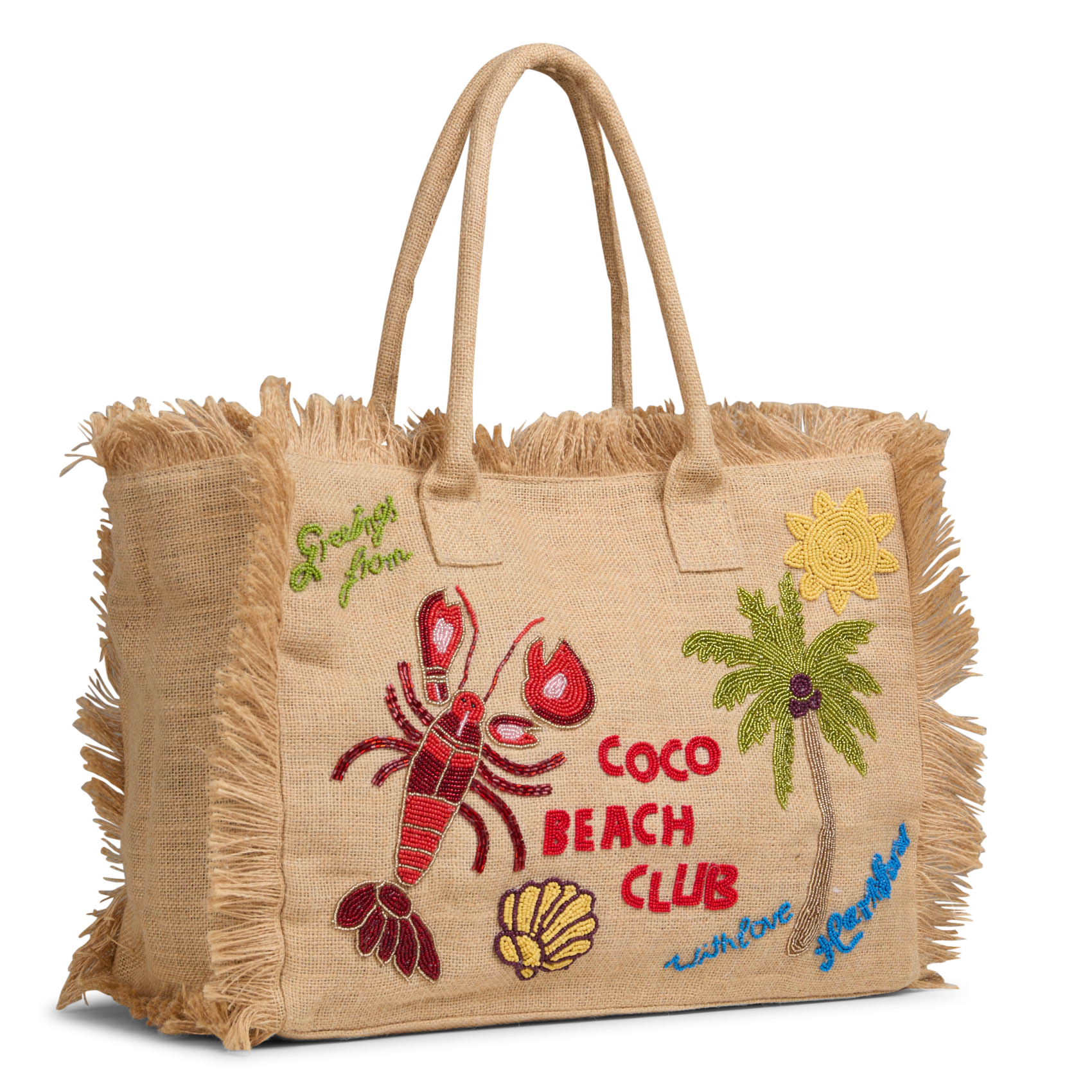 Sac cabas brodé en toile de jute HARTFORD Multicolore