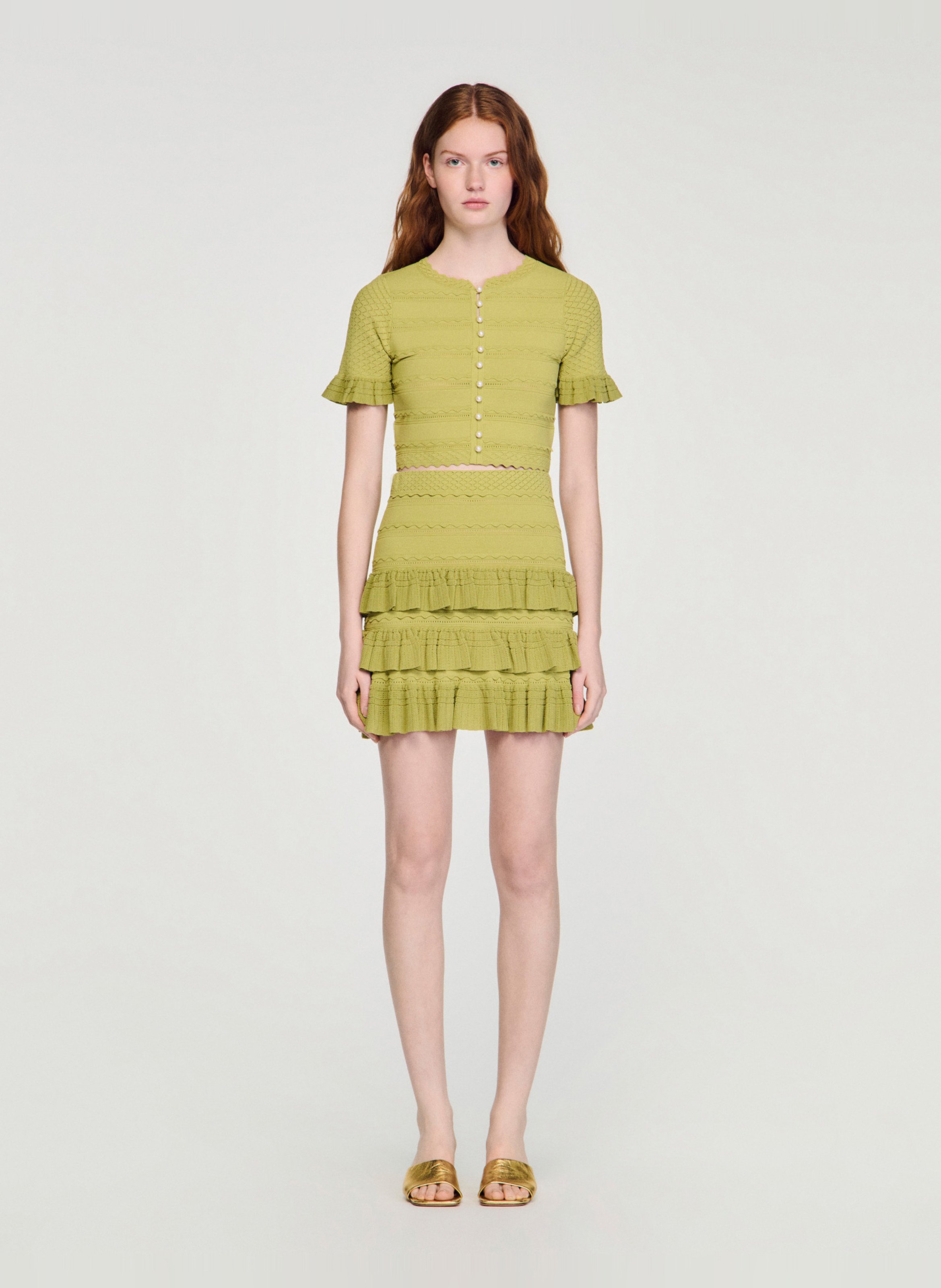 Aansluitende gebreide vest met knoopsluiting SANDRO Groen