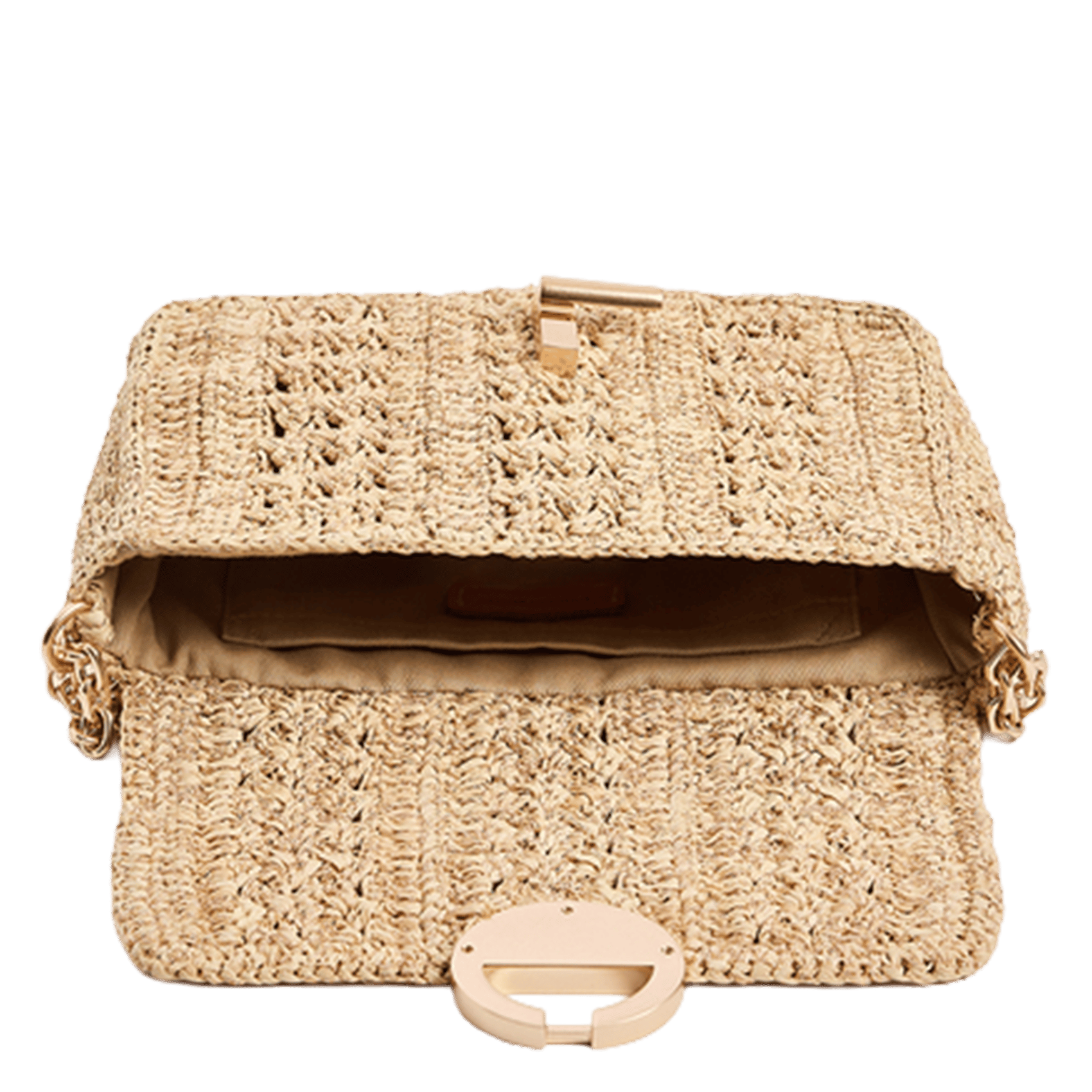 Umhängetasche aus Bast mit Umschlag VANESSA BRUNO Beige