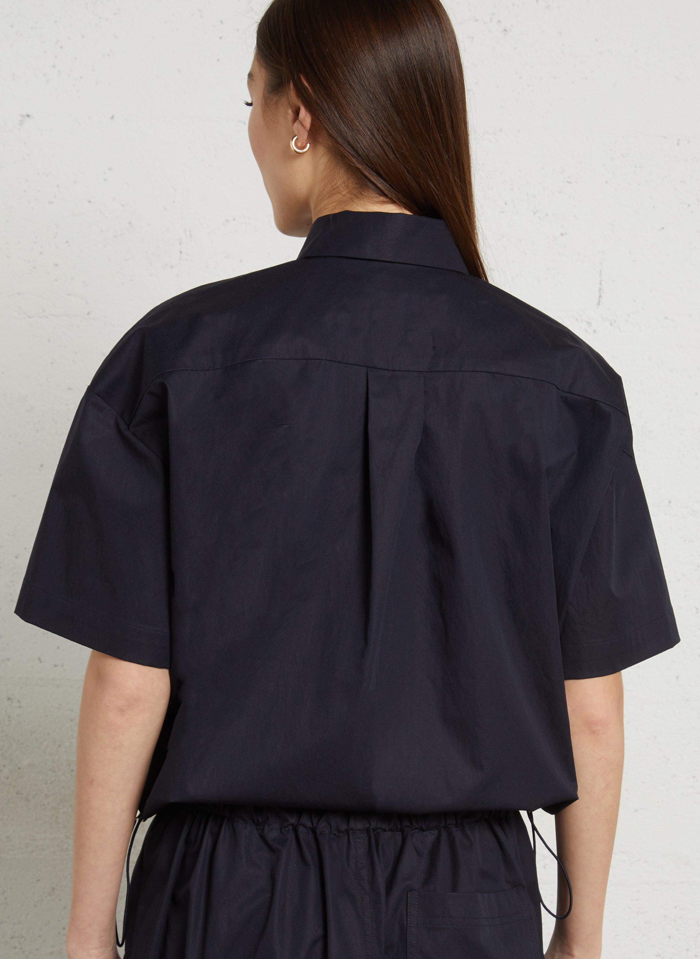 Short-sleeved solid color cotton shirt RAE ANTWERP Blue