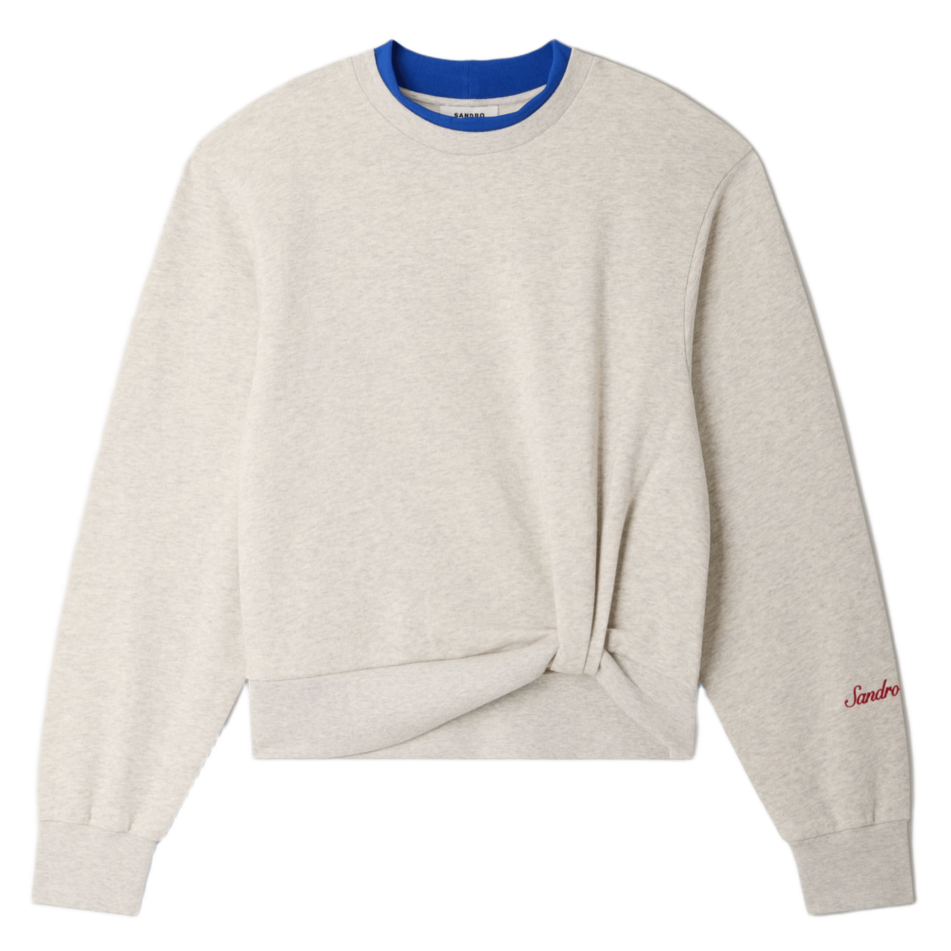 Sweater met ronde hals in effen katoen SANDRO Grijs