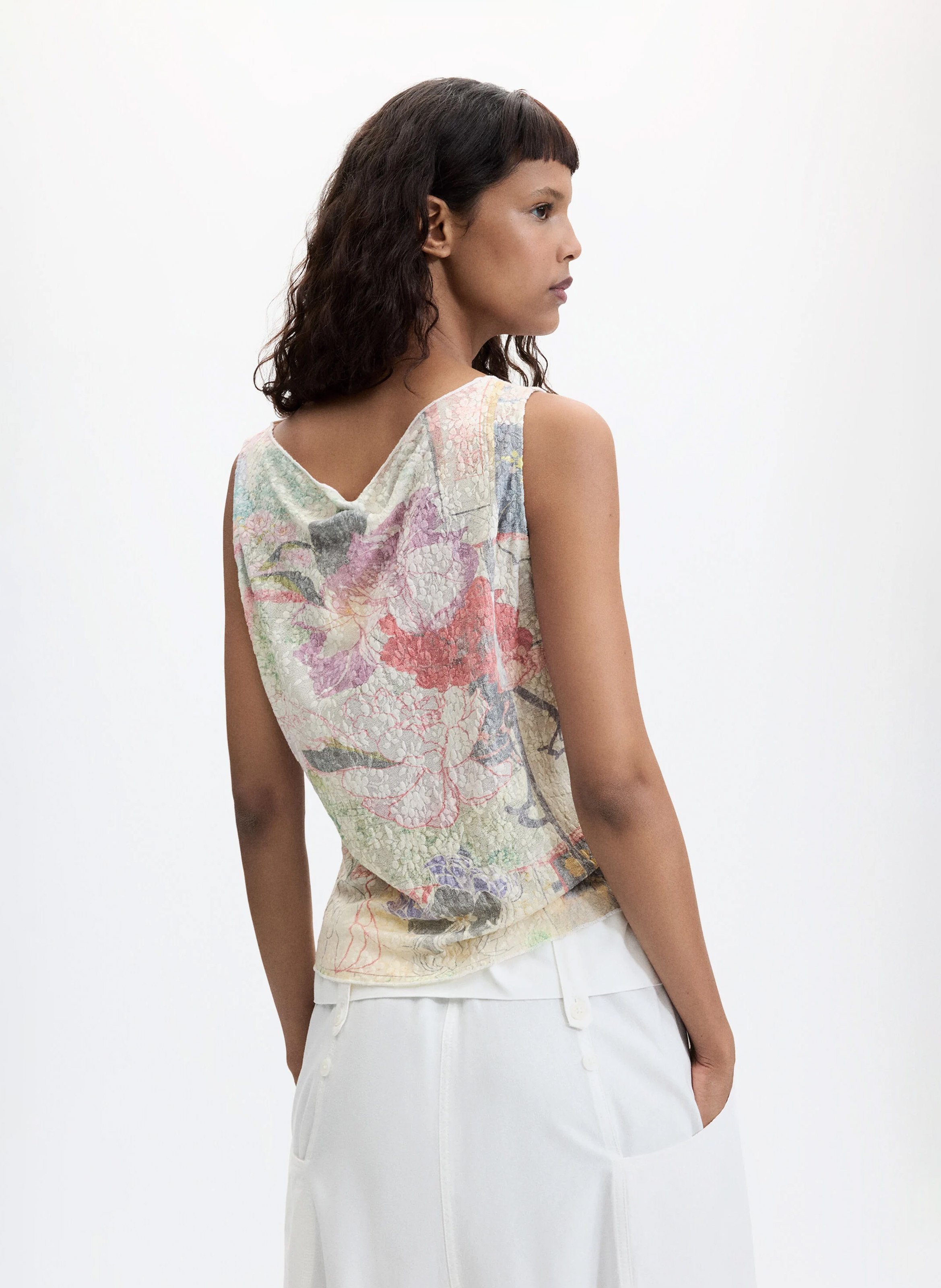 Top droit col rond imprimé DESIGUAL Multicolore