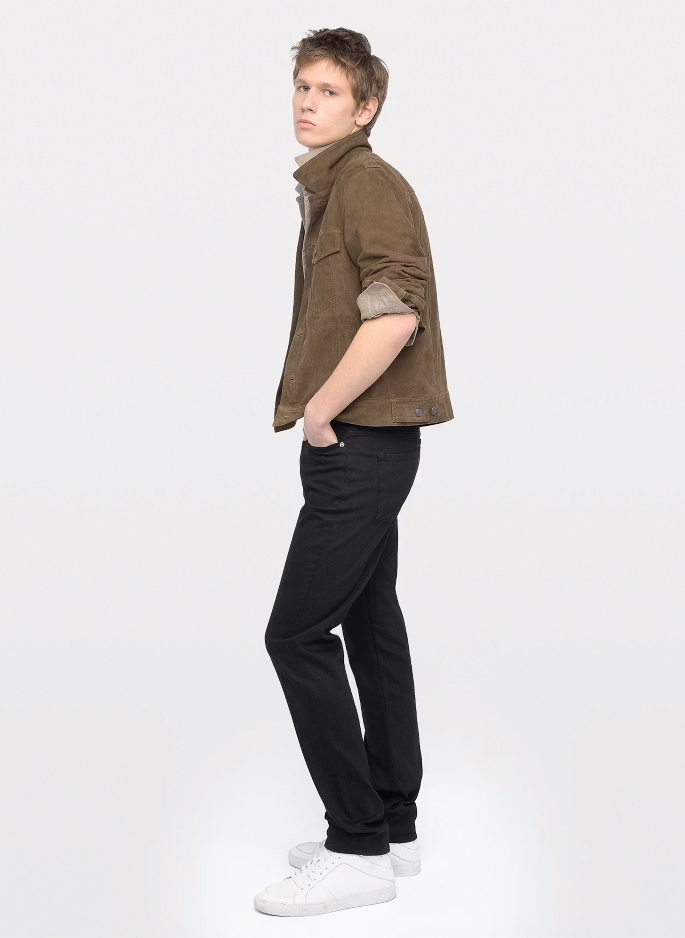 Veste droite boutonnée en suède ZADIG&VOLTAIRE Vert