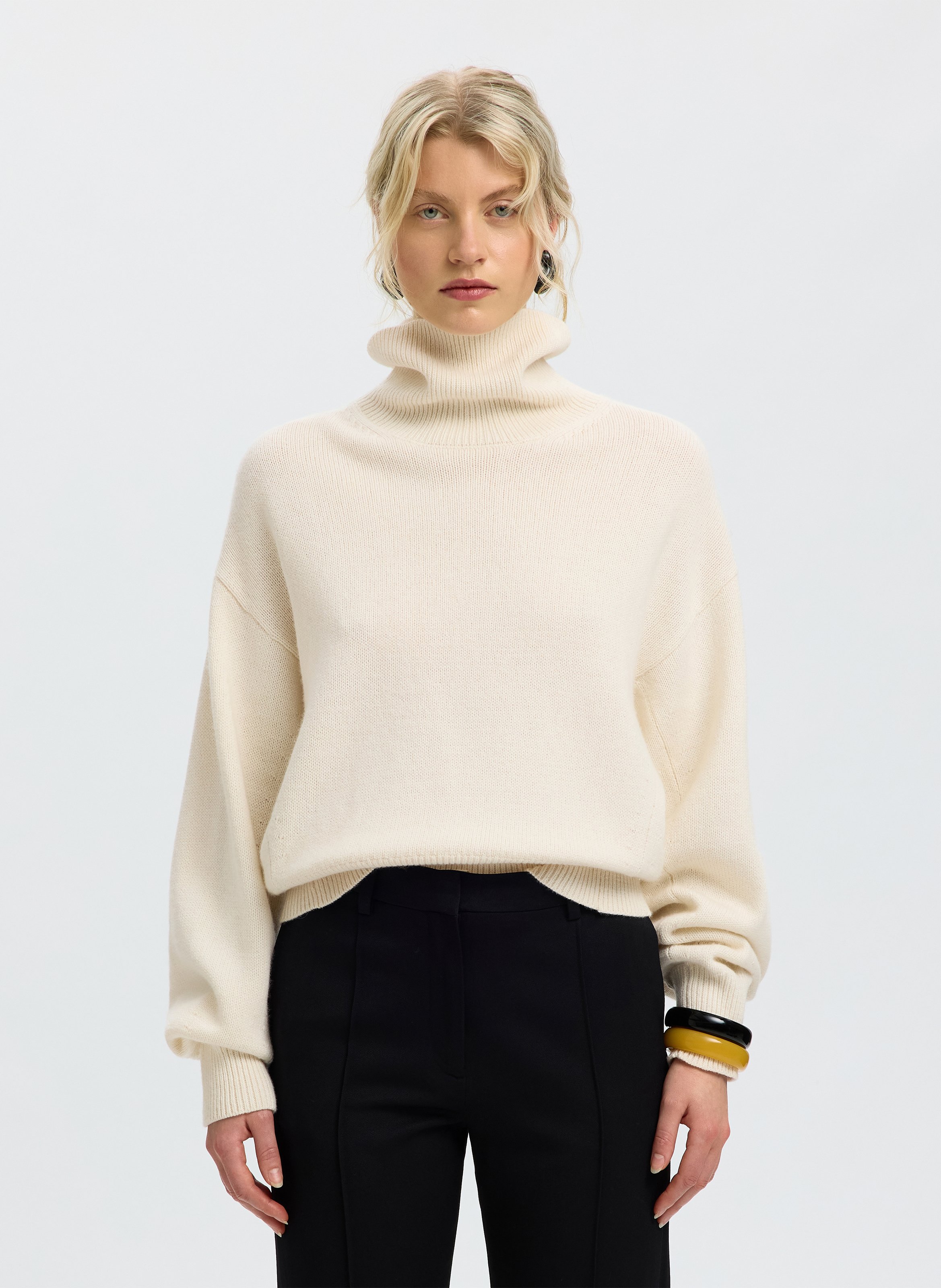 Oversize-Pullover aus Wolle und Bio-Baumwolle SELECTED