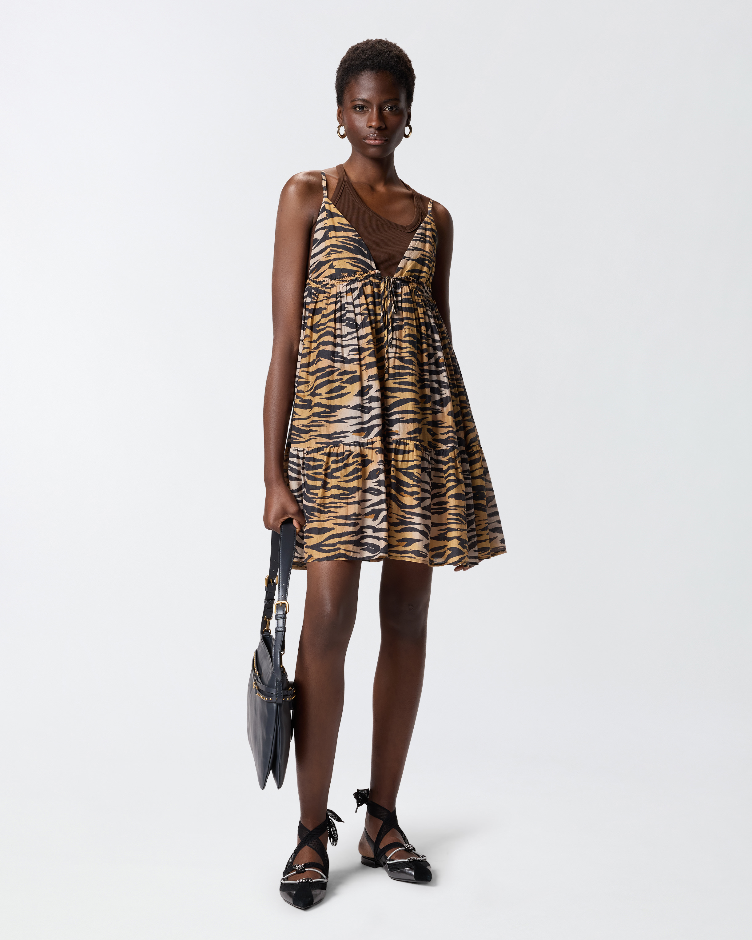Short dress with tiger print PINKO Multicolored