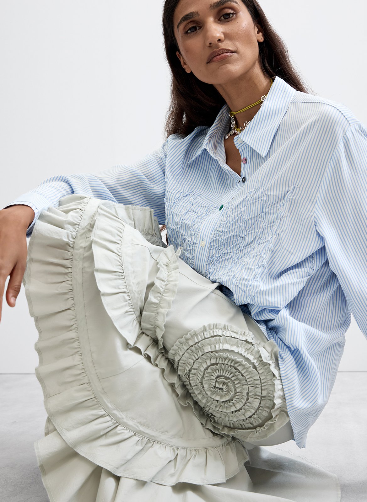 Striped straight shirt DESIGUAL Blue