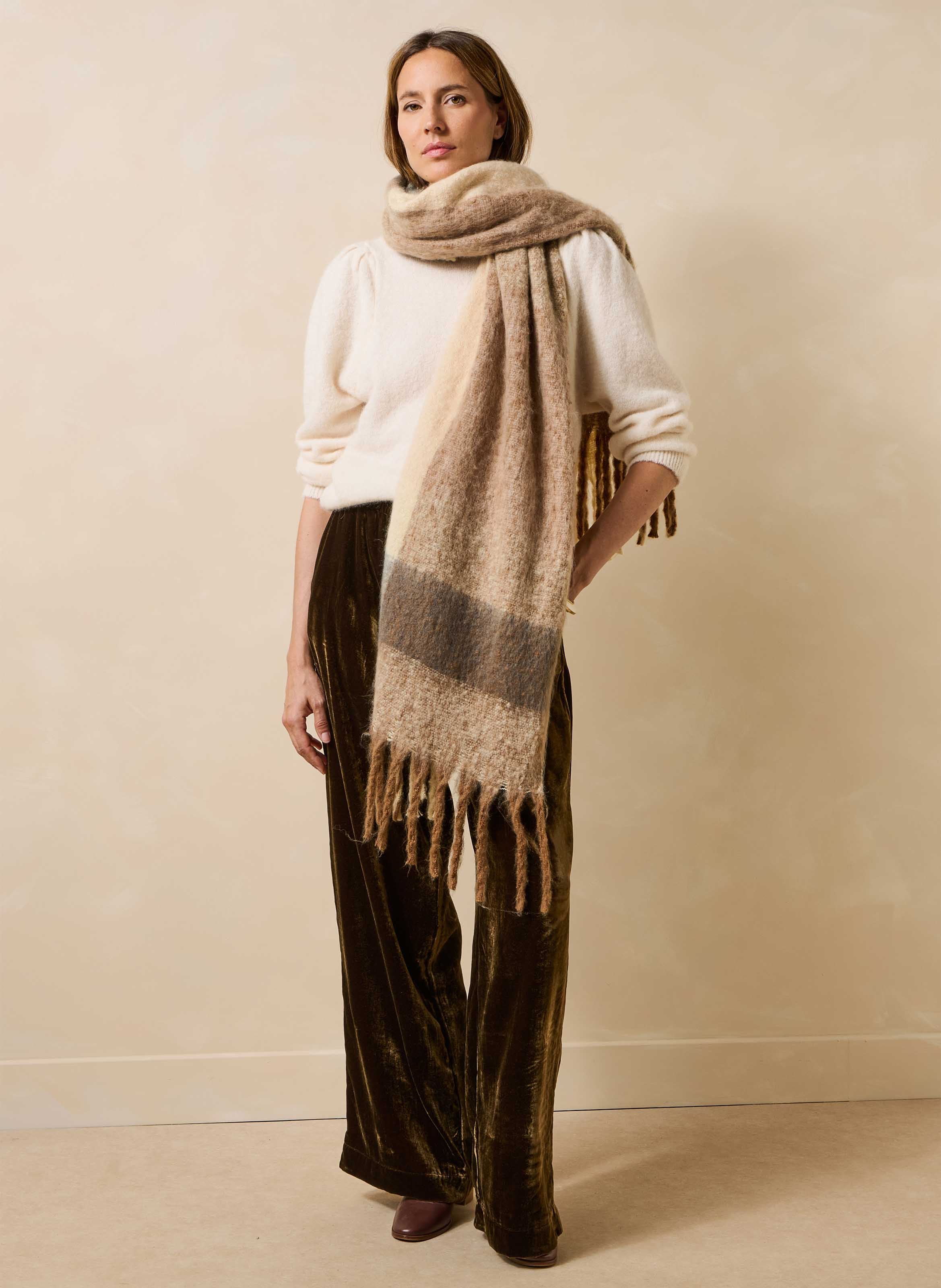 Checked scarf LA FEE MARABOUTEE Brown