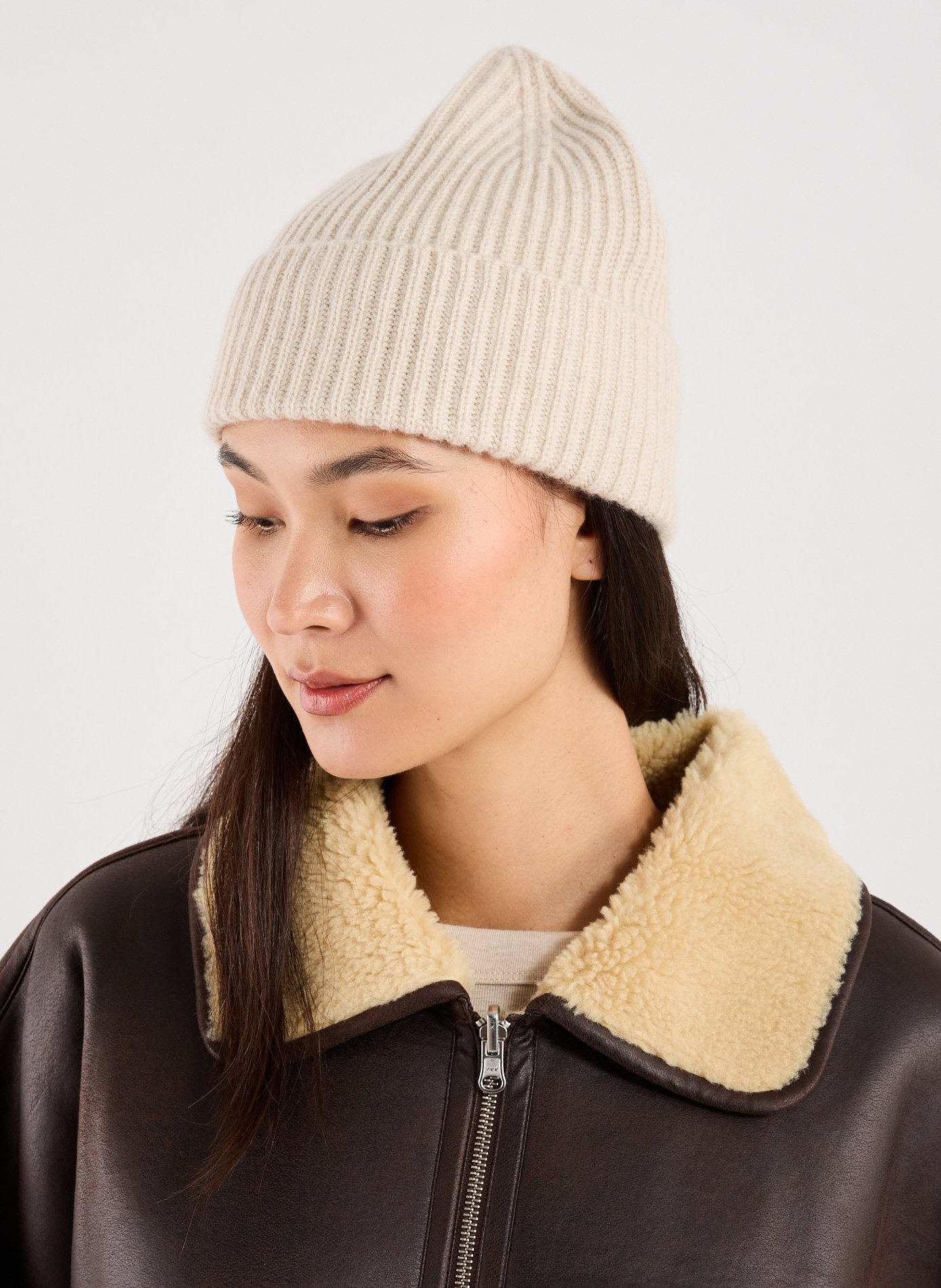Ribbed-knit cashmere hat SAISON 1865 Beige