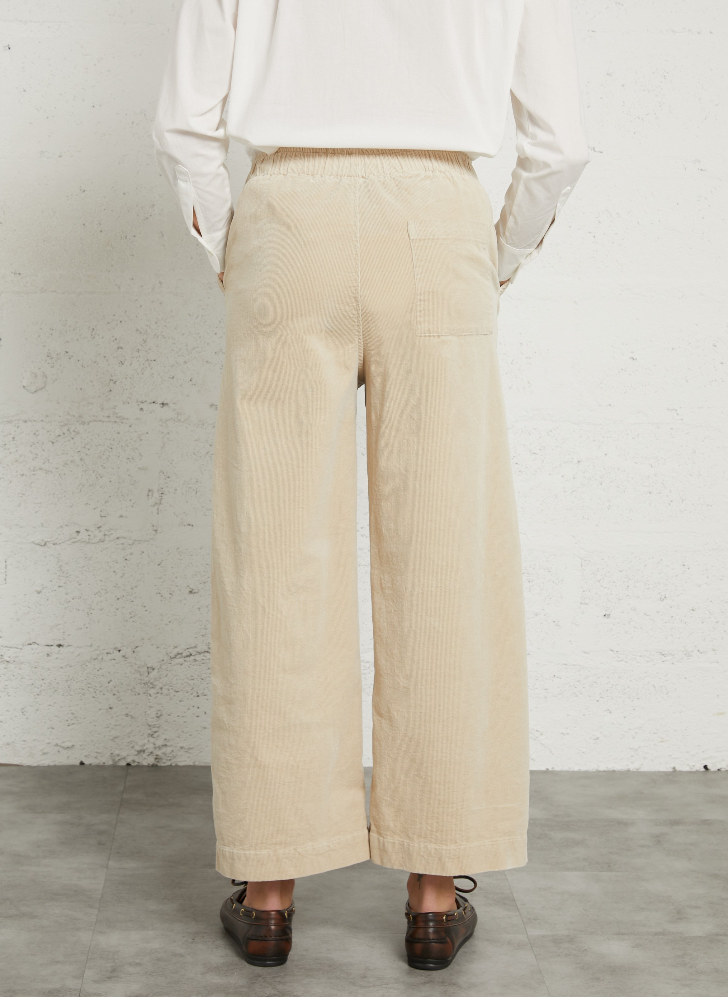 Pantalon large velours côtelé JC SOPHIE Beige