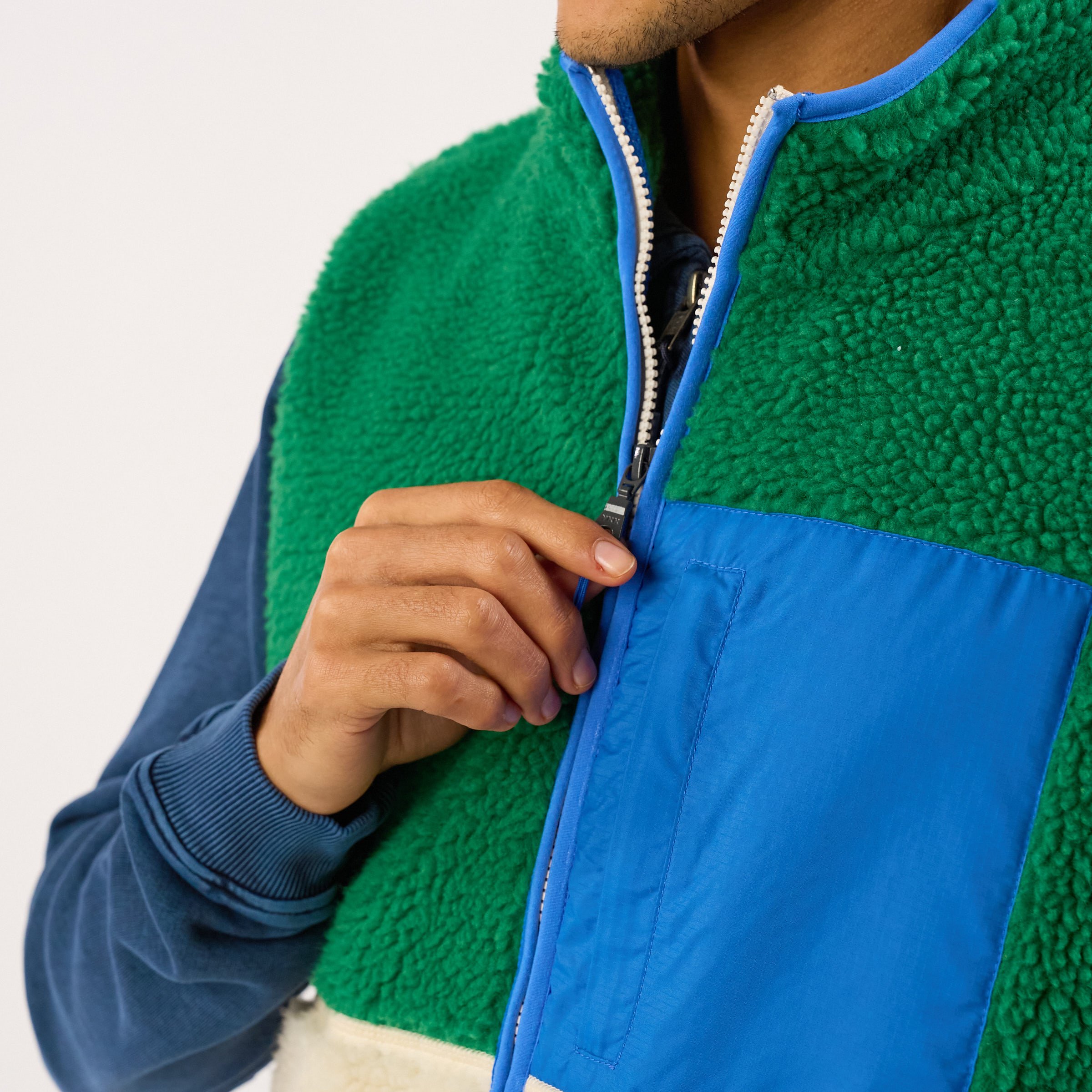 Sleeveless Sherpa Zip-Up Vest | Beige BILLYBELT Men