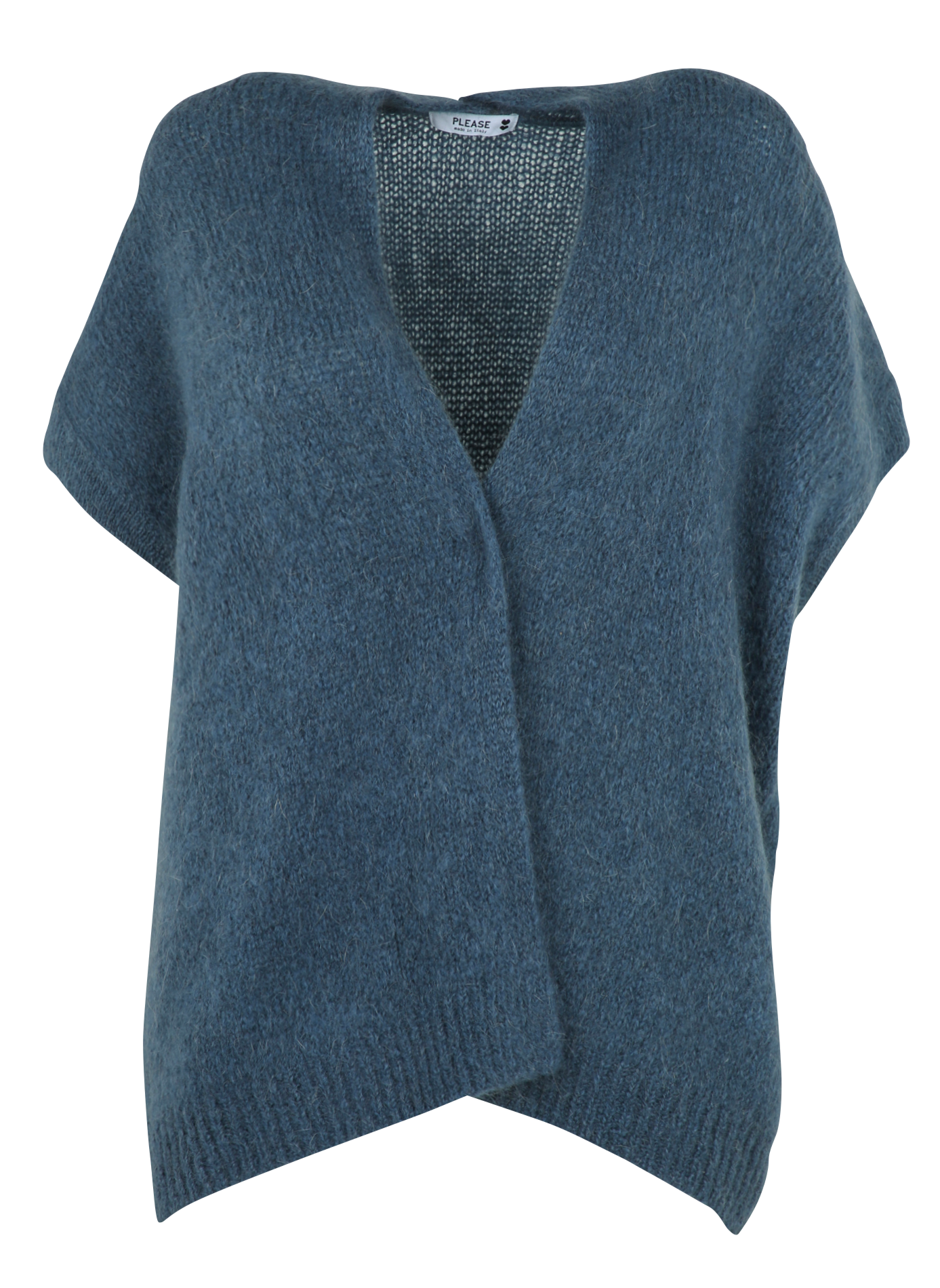 Sleeveless wool-blend cardigan PLEASE Blue
