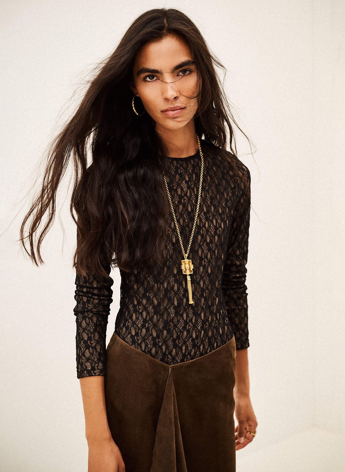 Body manches longues en dentelle  BA&SH Noir