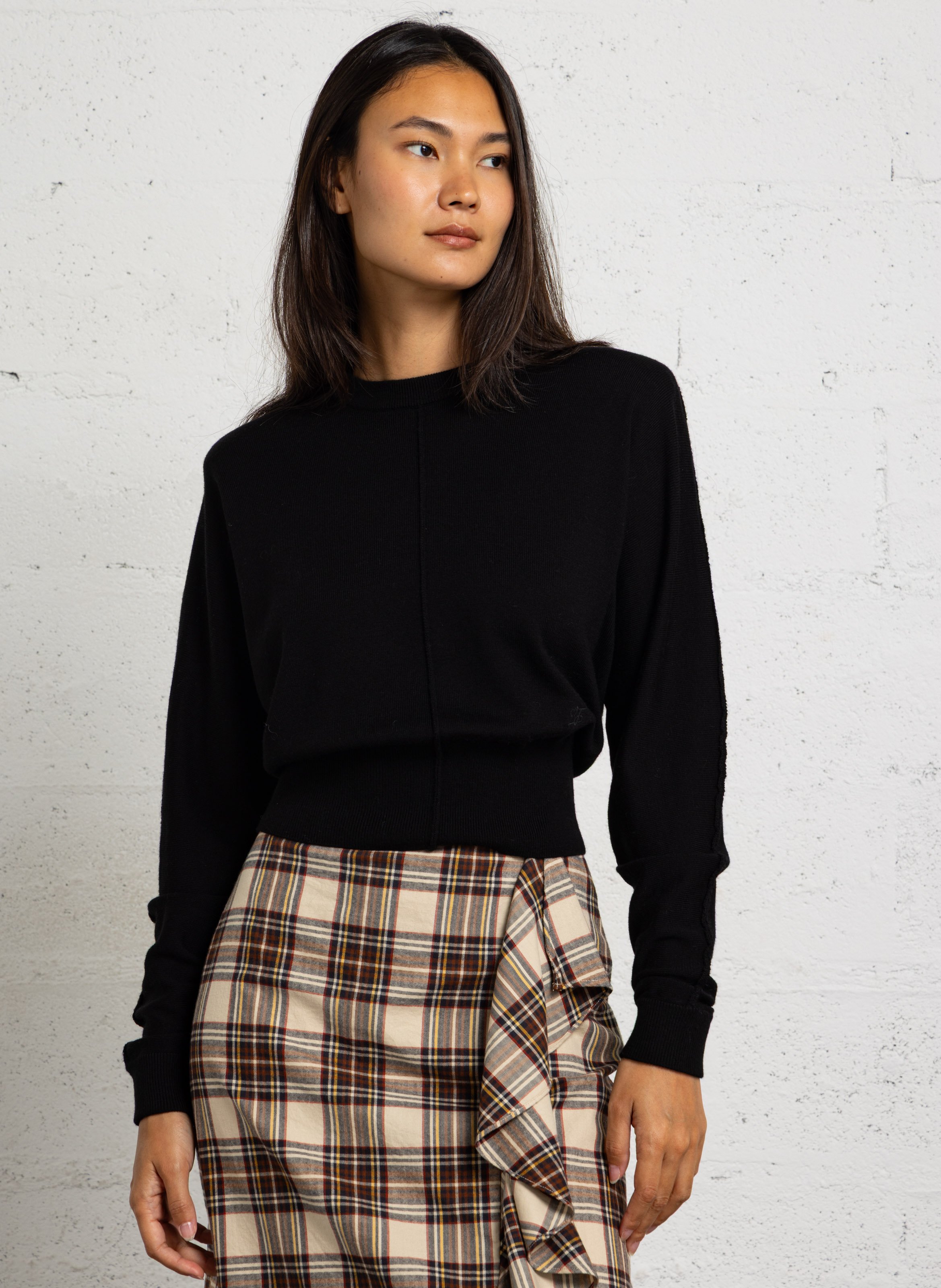 Pull en maille fine en laine LAURENCE BRAS Noir