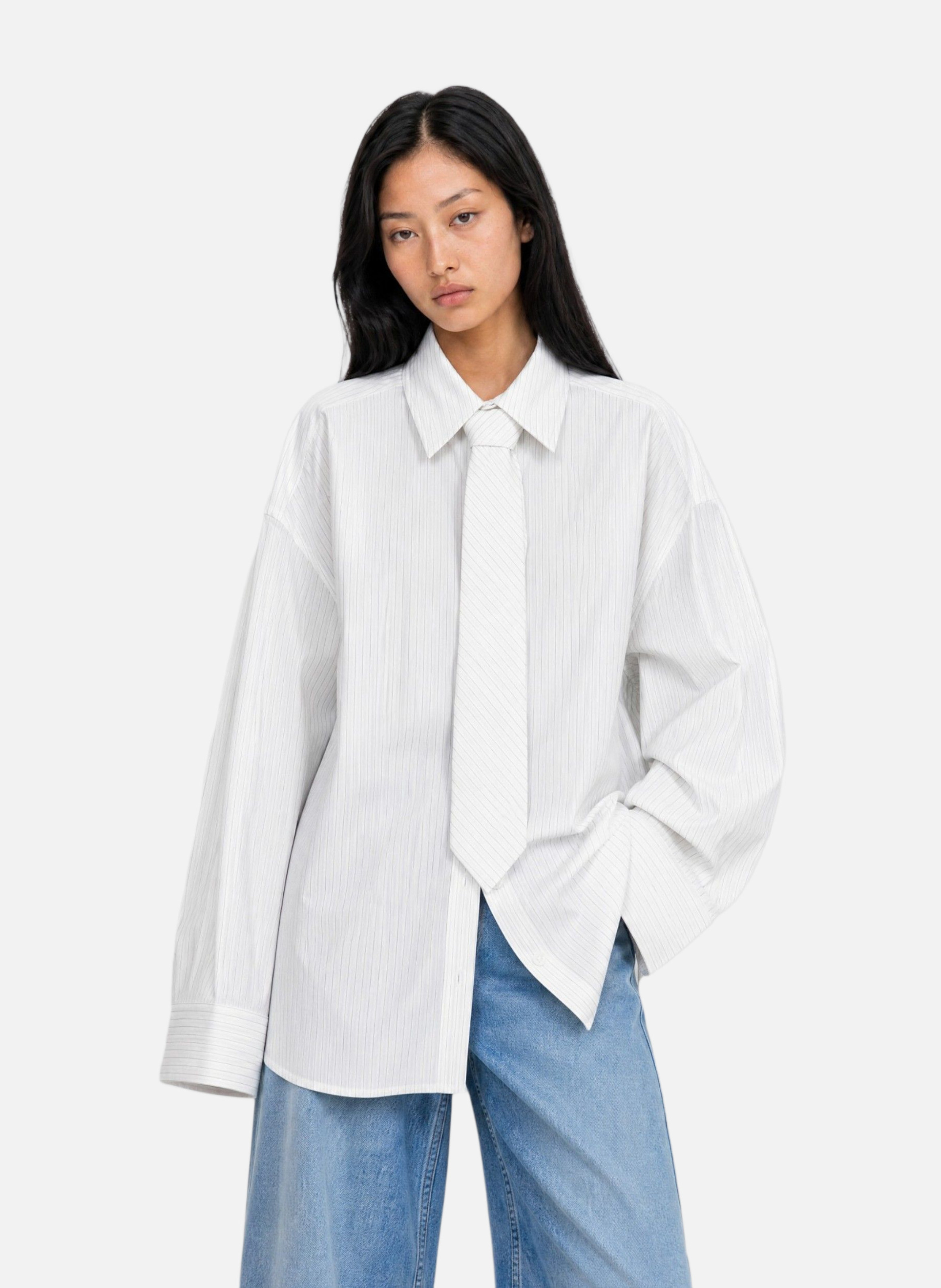 Striped cotton shirt with tie THE KOOPLES White
