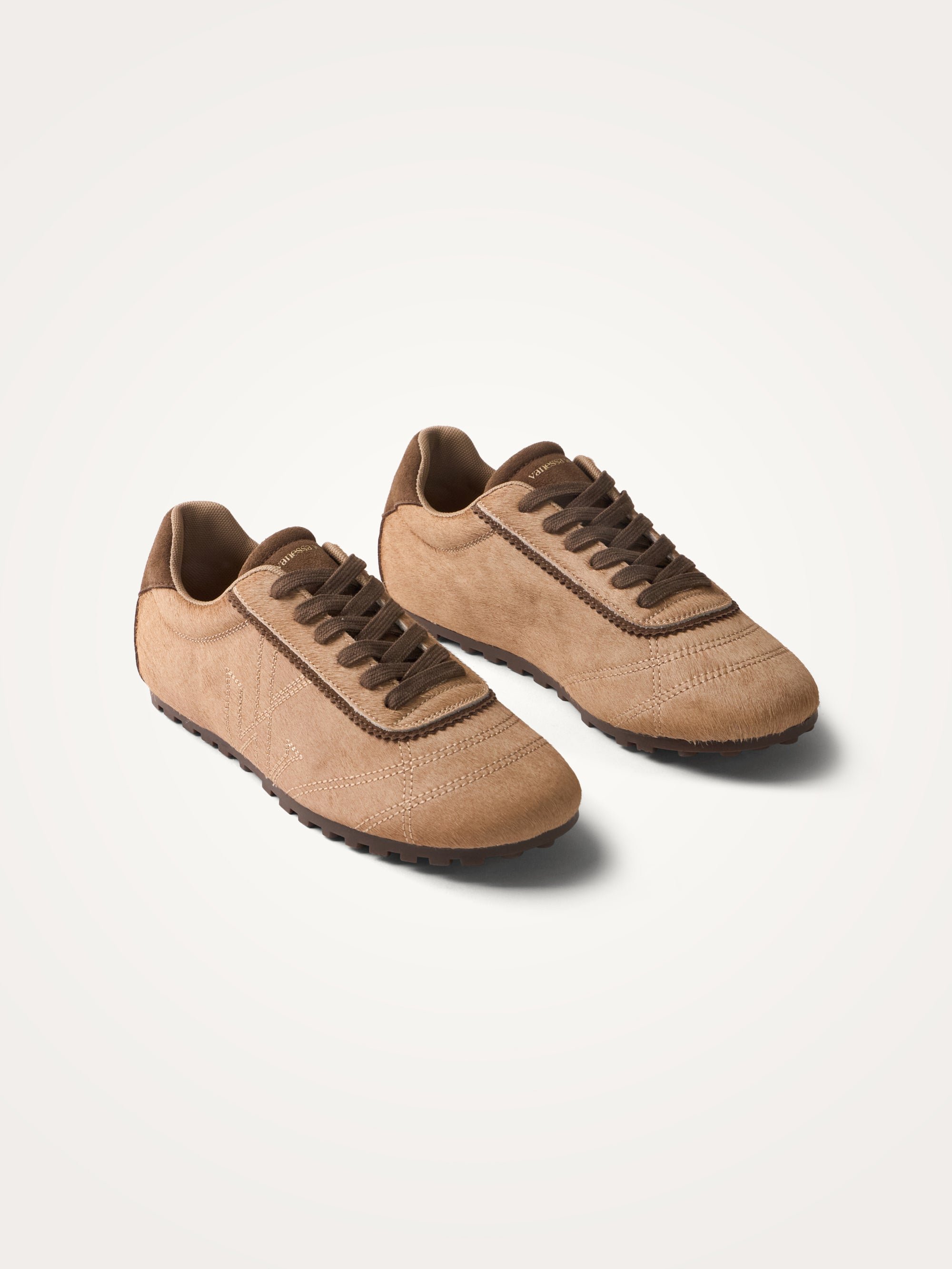 Sneakers with monogram sewn on a thin grooved sole VANESSA WU Beige
