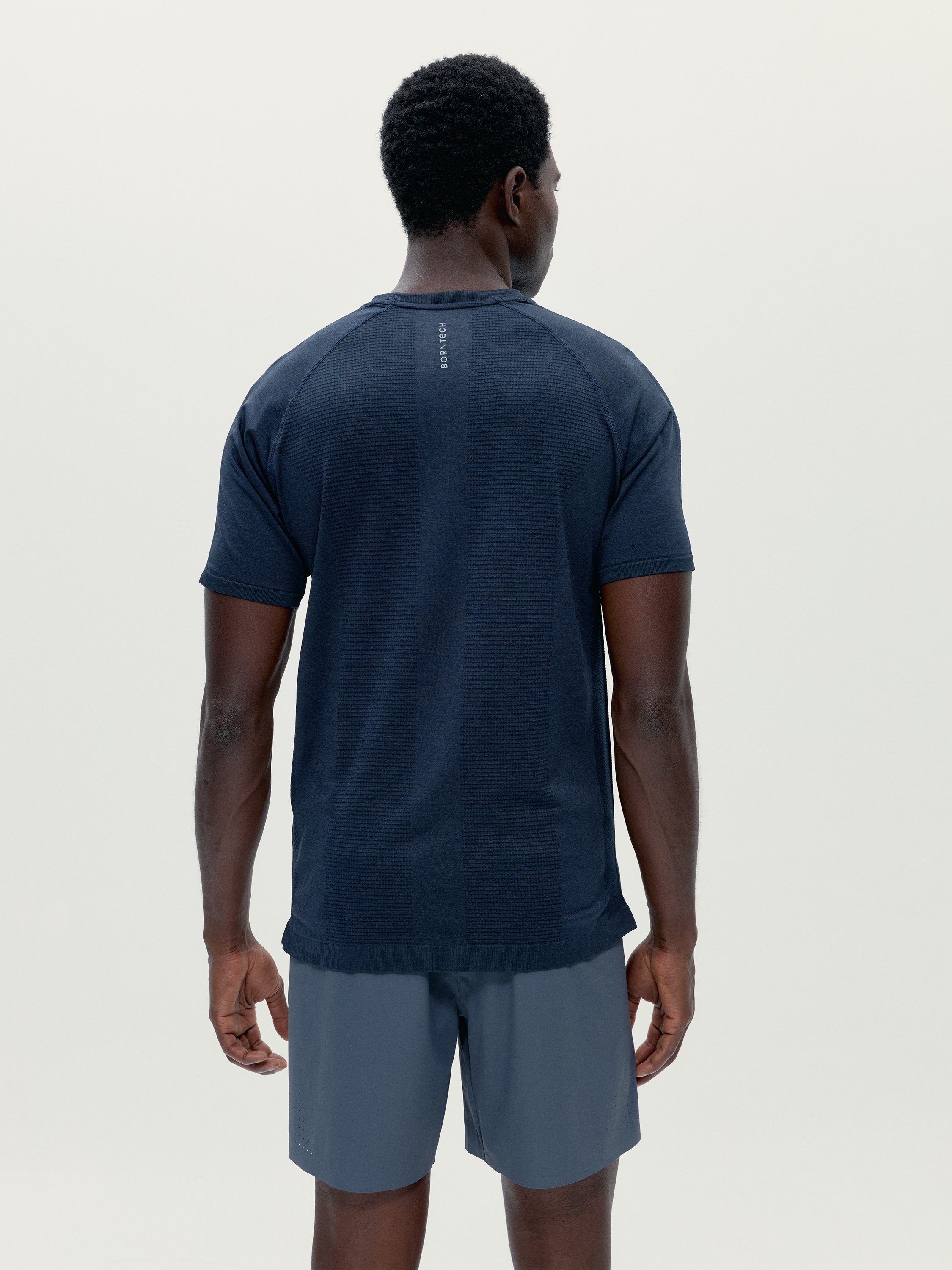 Men's sports T-shirt with short sleeves and reflective details BORN Grey