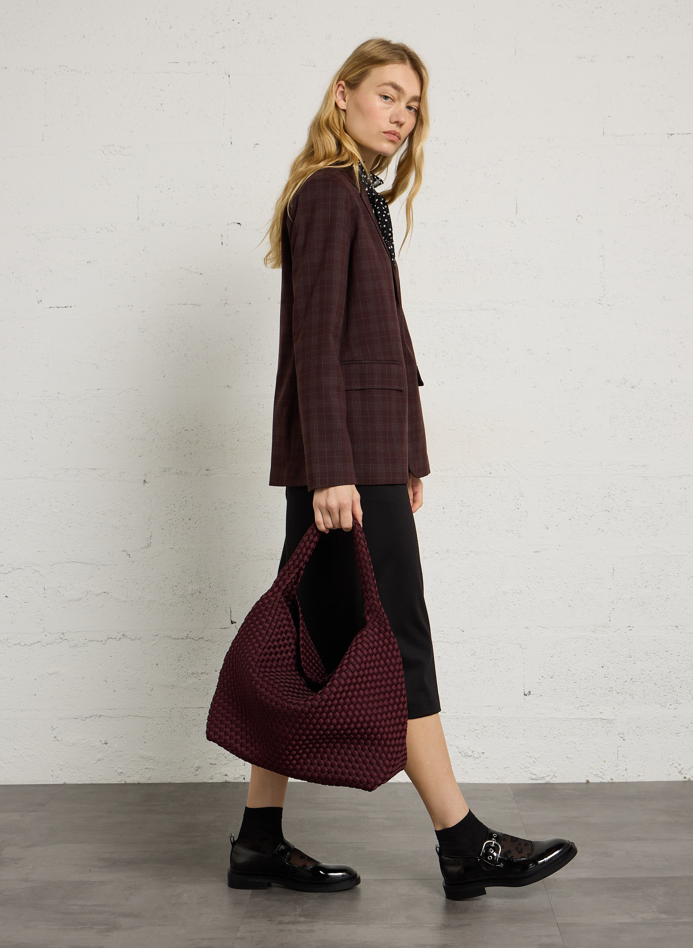 Veste tailleur droite à carreaux NICE THINGS Prune