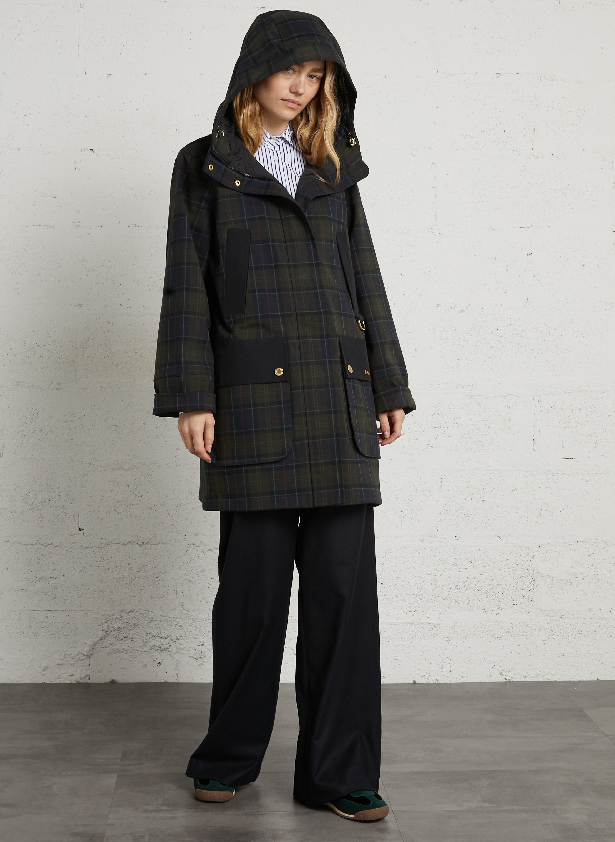 Oversized geruite jas BARBOUR Groen