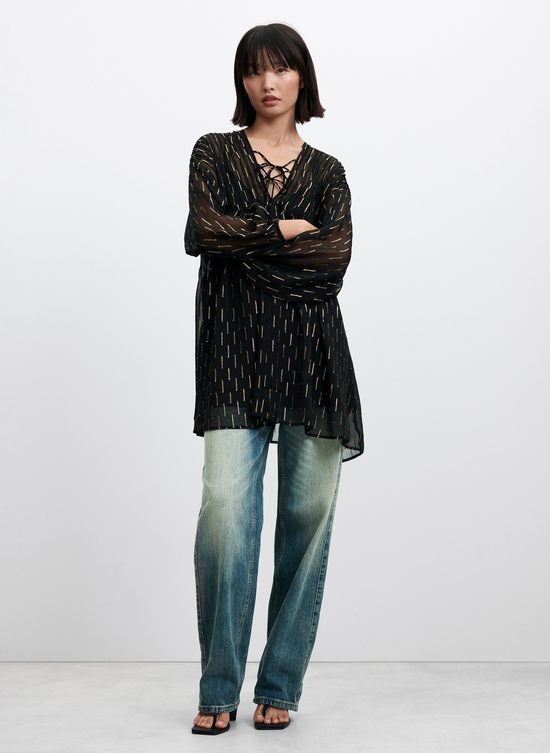 Loose-Fitting Short Patterned Dress DESIGUAL Black