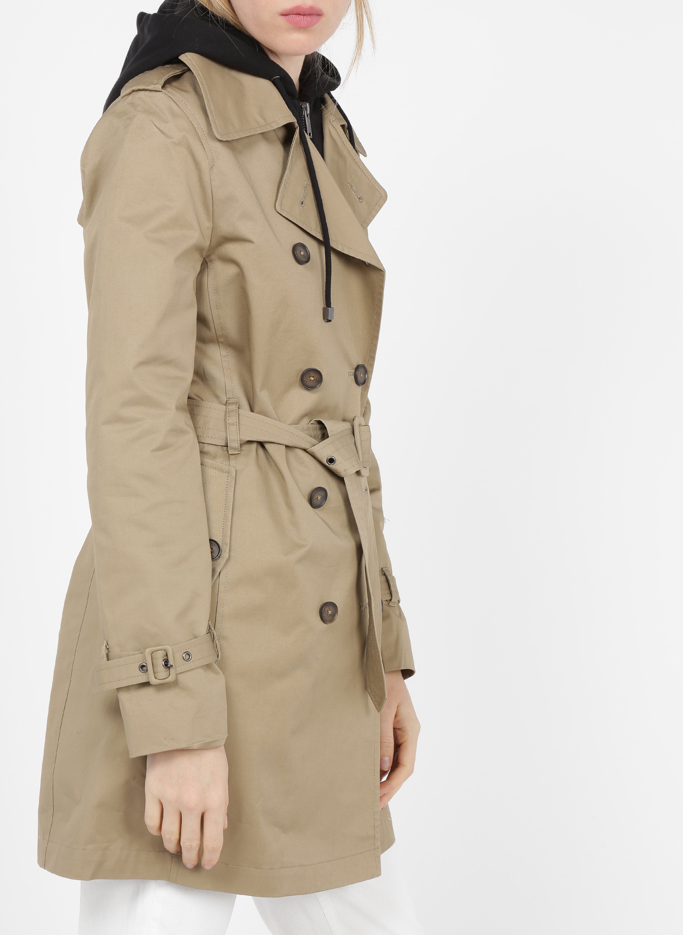 Cotton trench coat with detachable hood IKKS Beige