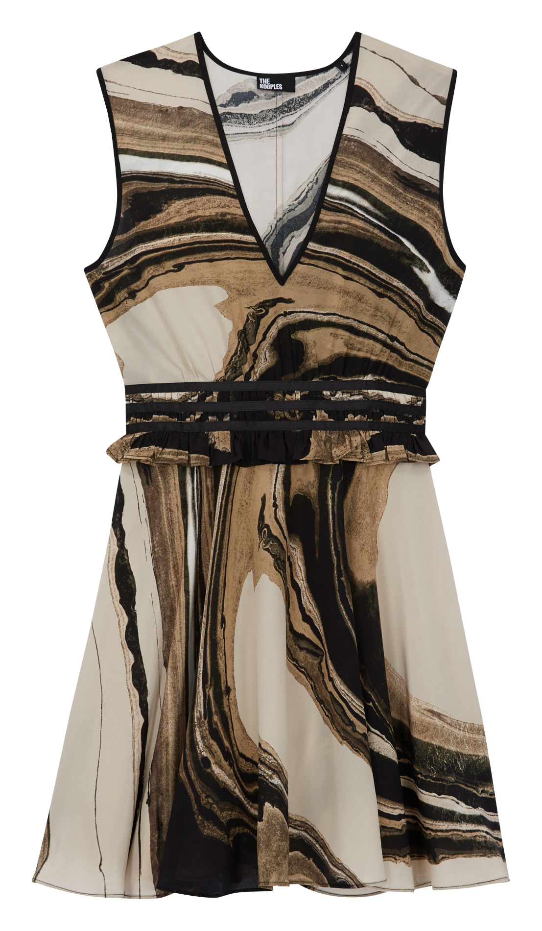 Short printed silk dress THE KOOPLES Beige