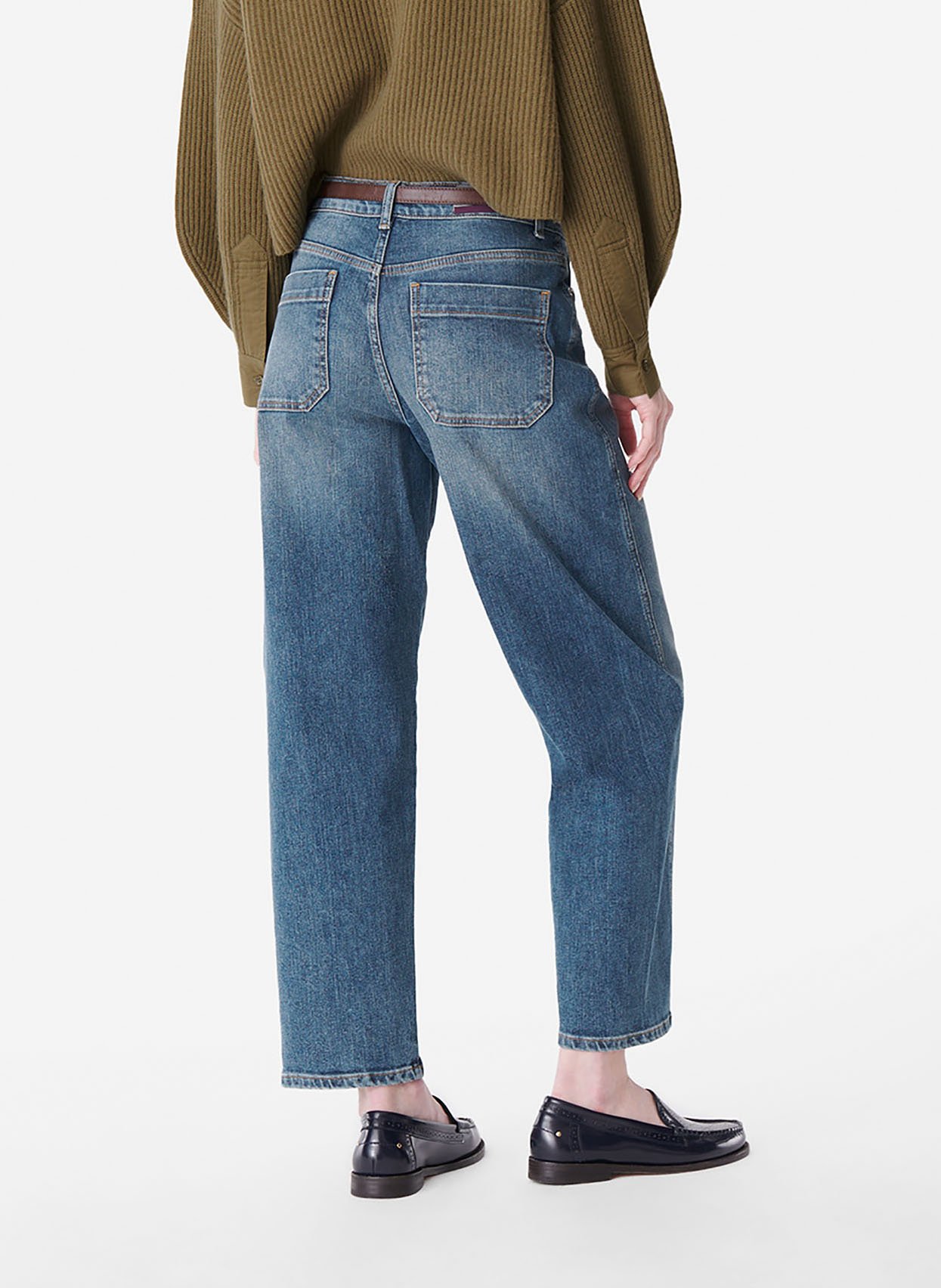 Jean boyfriend cropped en coton stretch / TAUX DE RETOUR VANESSA BRUNO Bleu