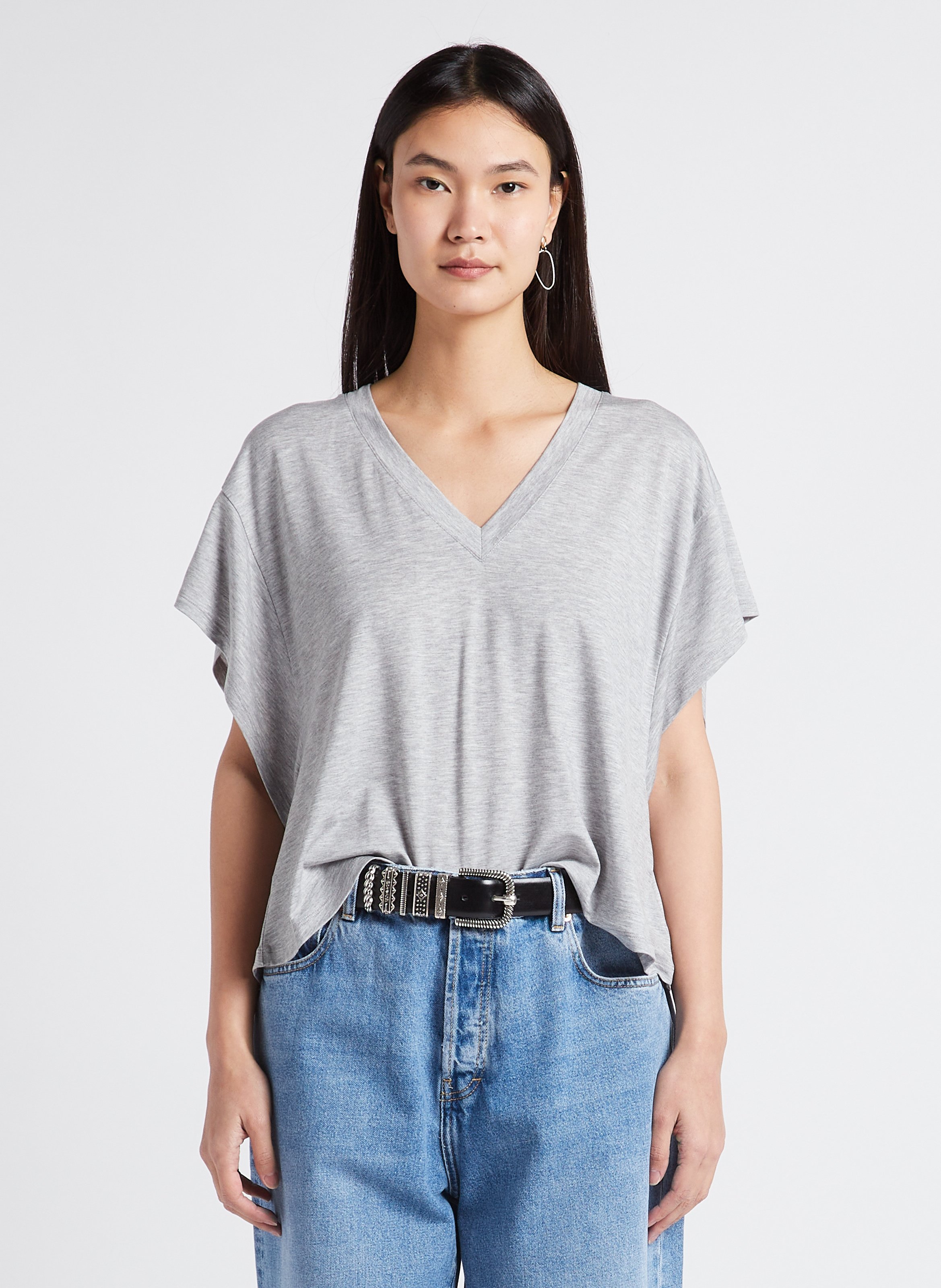 Ruimvallende T-shirt met V-hals IRO Grijs