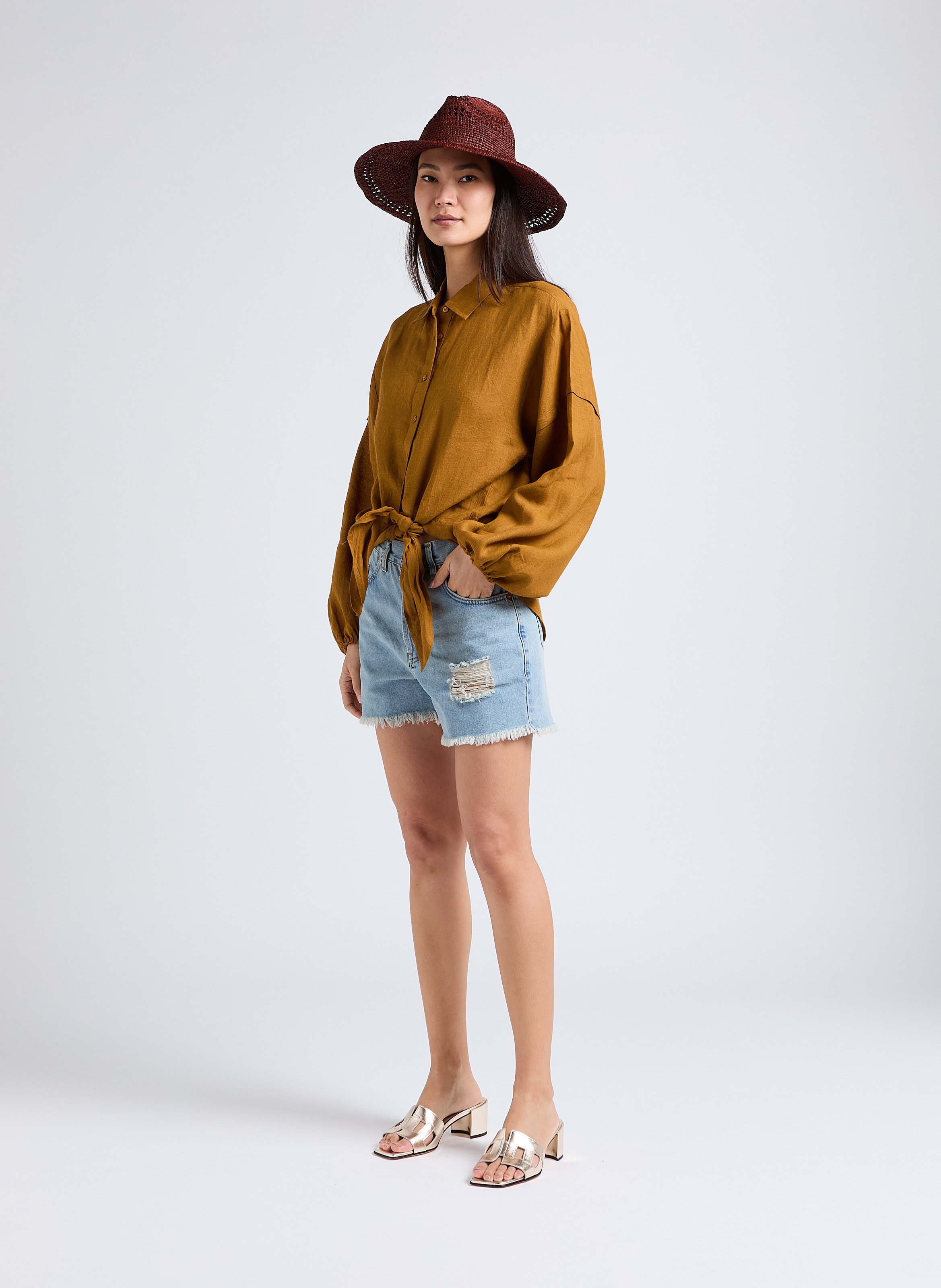 Straight-leg cotton shorts MARGAUX LONNBERG Blue