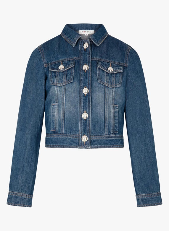Short Faded Denim Jacket Jean Stone Morgan Women 94206 308 JEAN STONE Place des Tendances United Kingdom