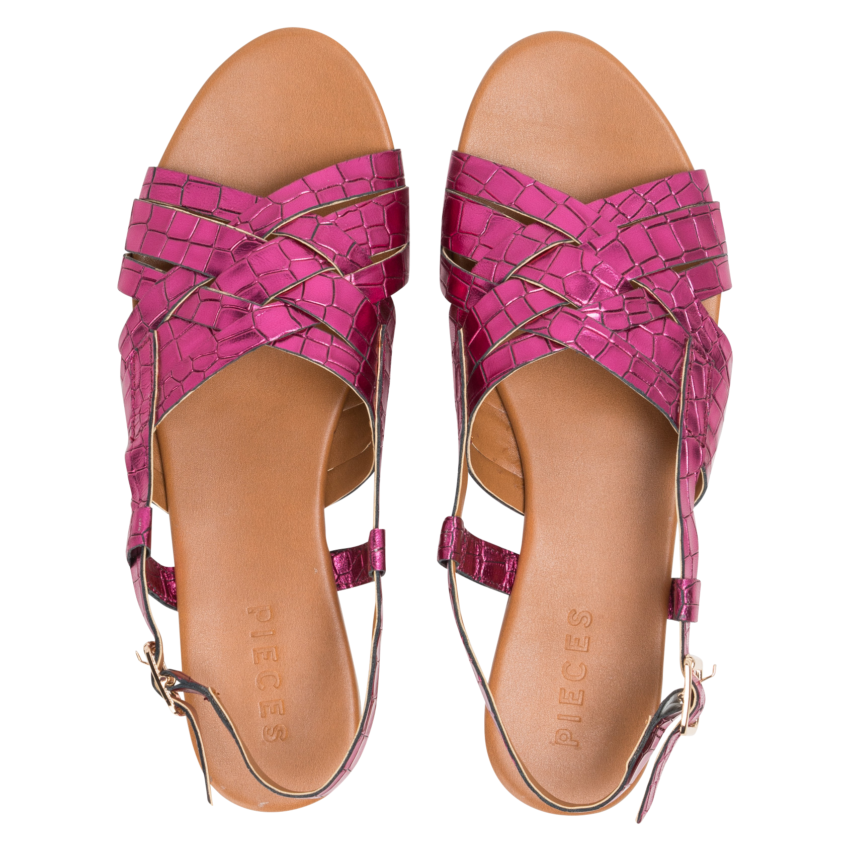 Platte, leren sandalen PIECES Violet