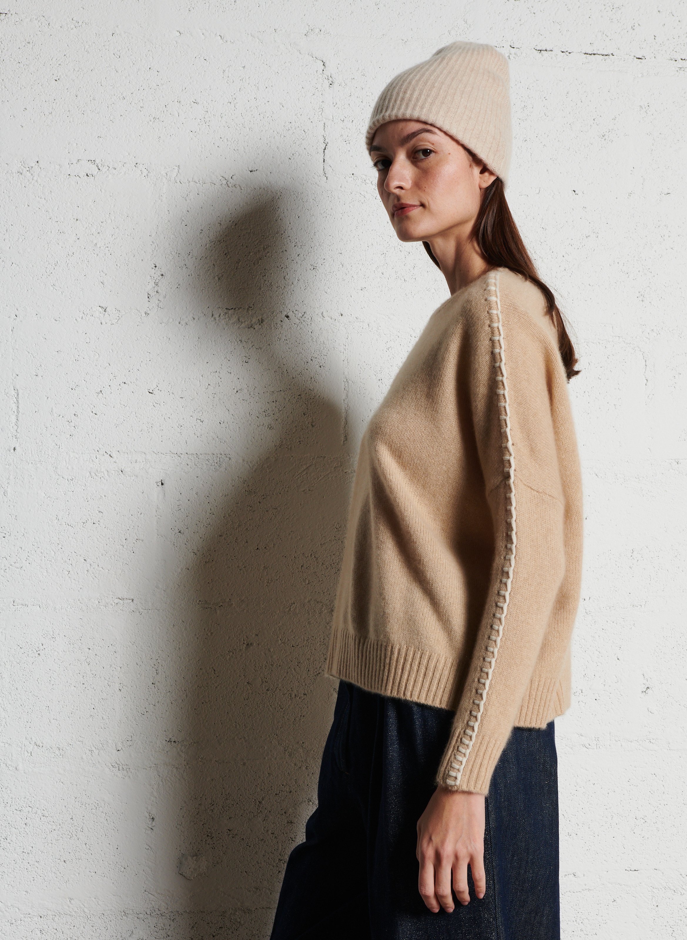 Pull droit en cachemire KUJTEN Beige