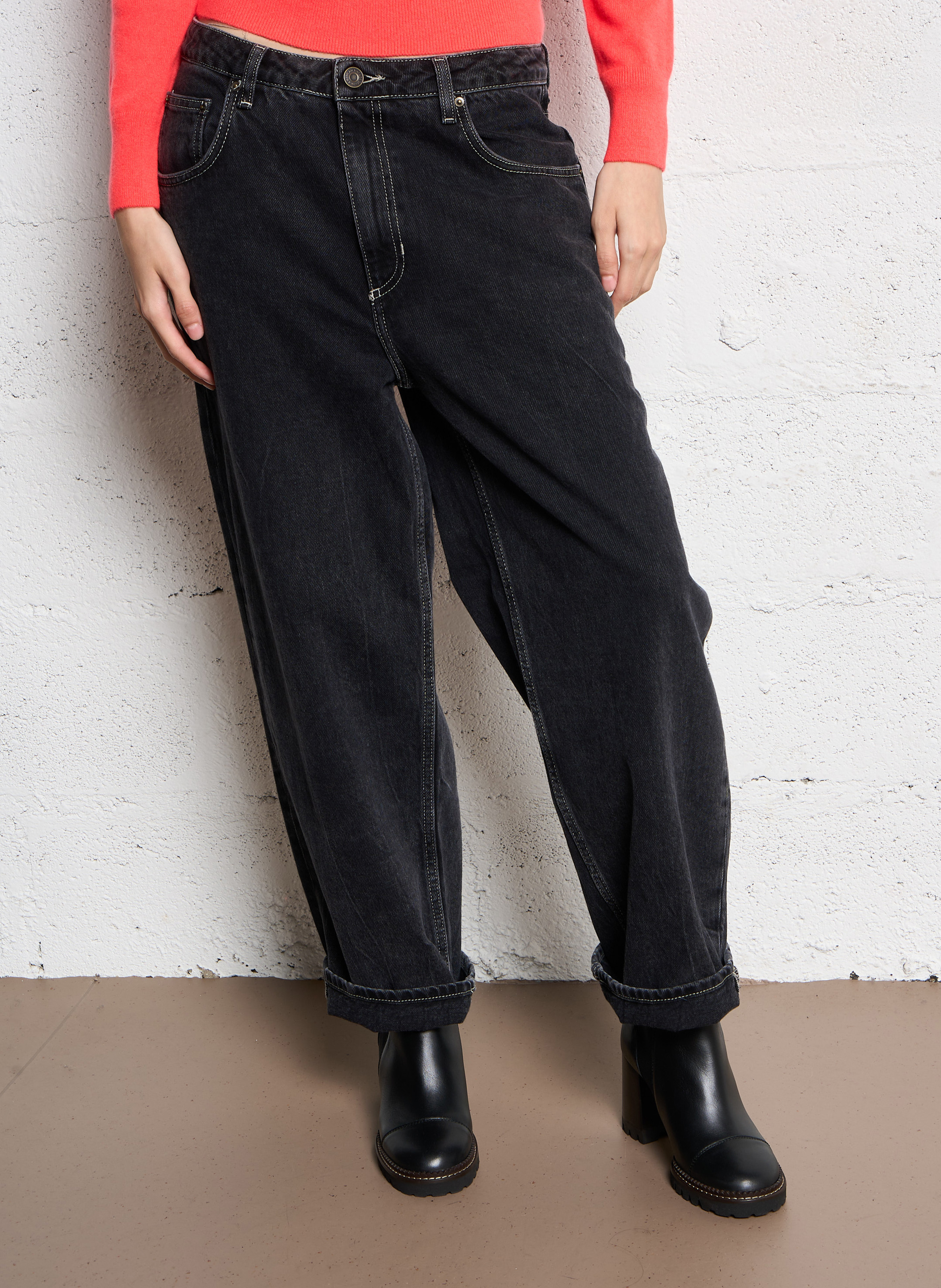 Straight Cut High Waist Jeans aus Baumwolle AMERICAN VINTAGE