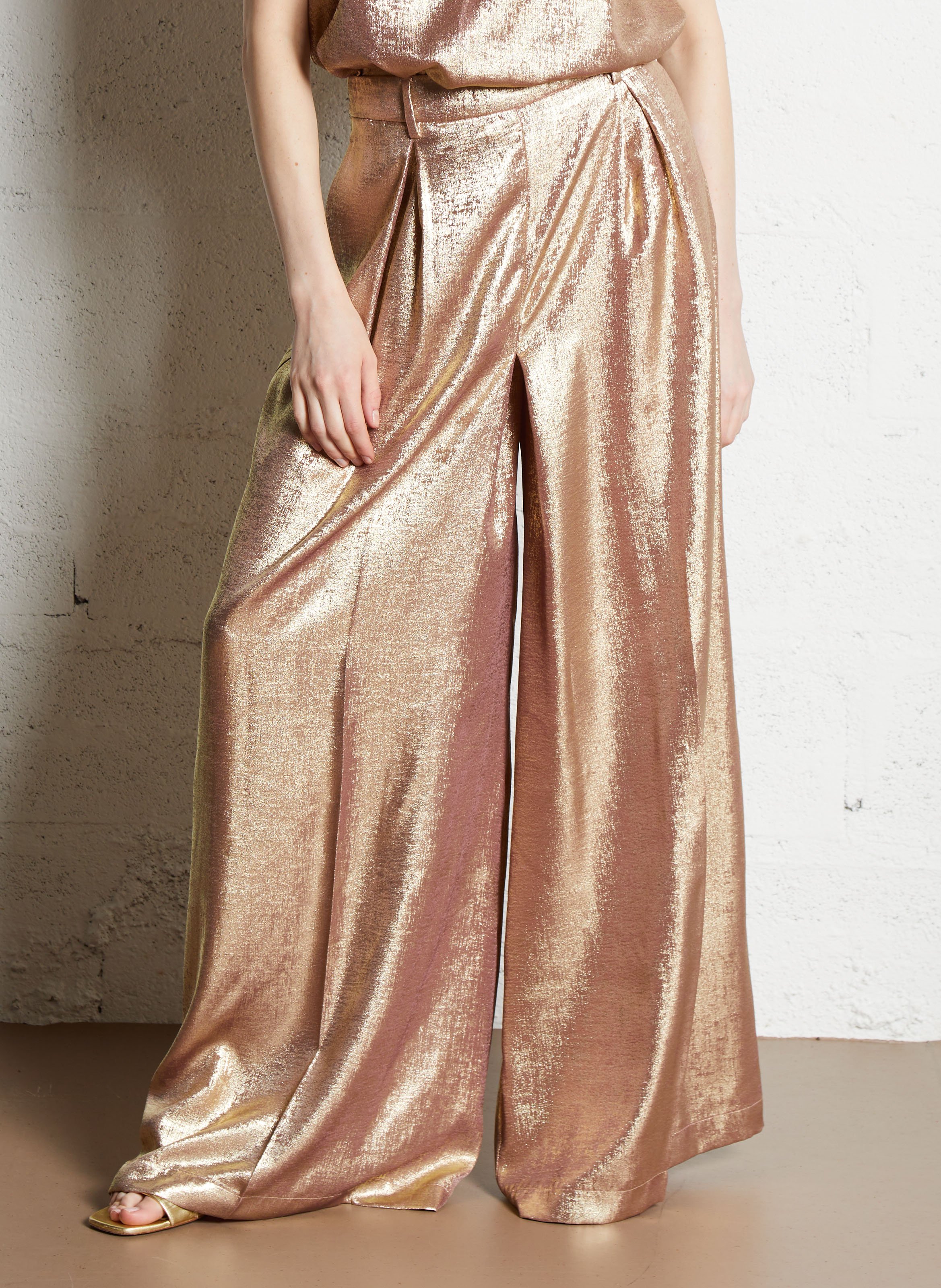 Metallic wide-leg pants MOMONI Golden