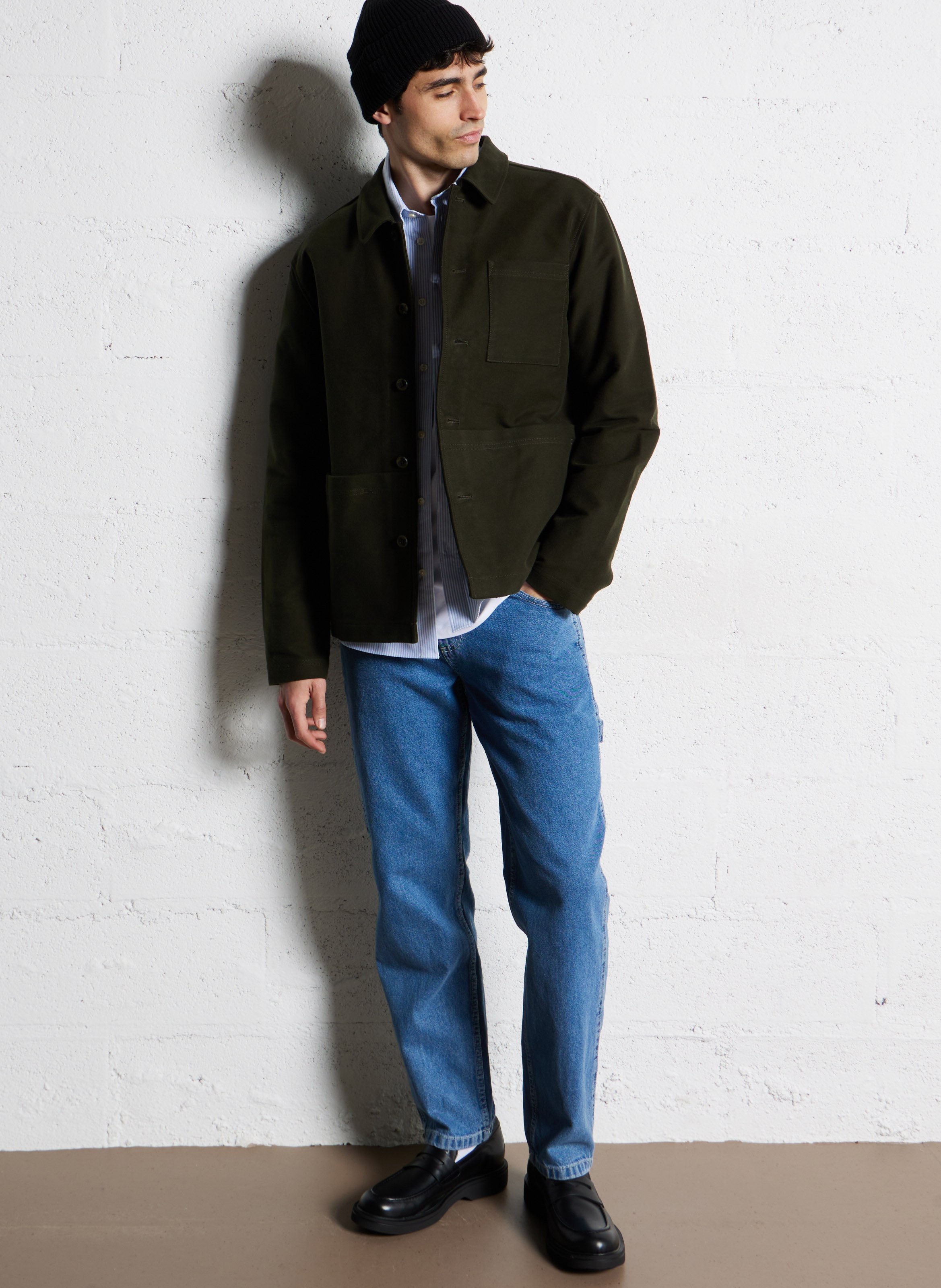 Cotton and linen shirt with classic collar LES DEUX Blue