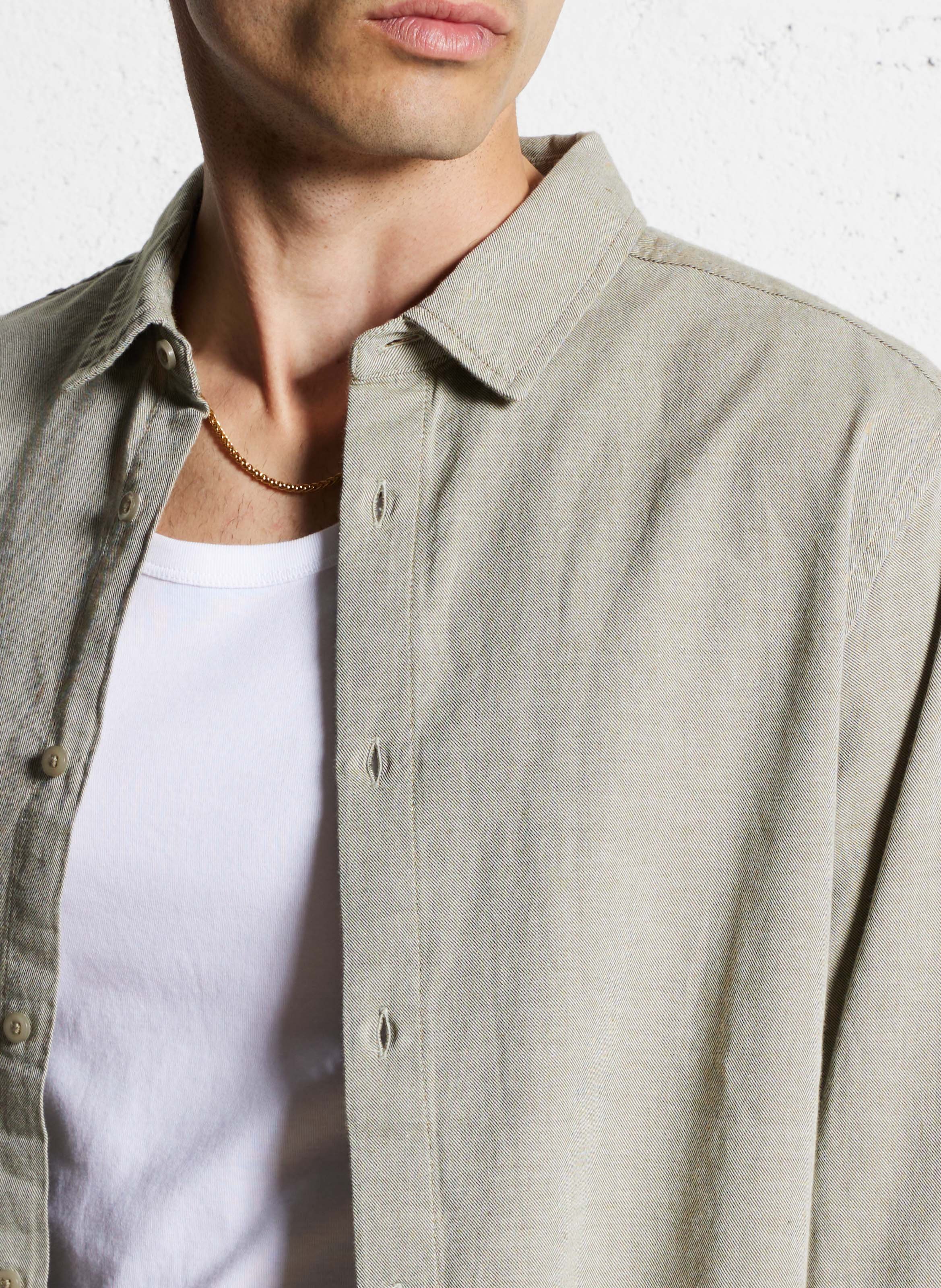 Chemise droite col classique en coton bio KNOWLEDGE COTTON APPAREL Vert