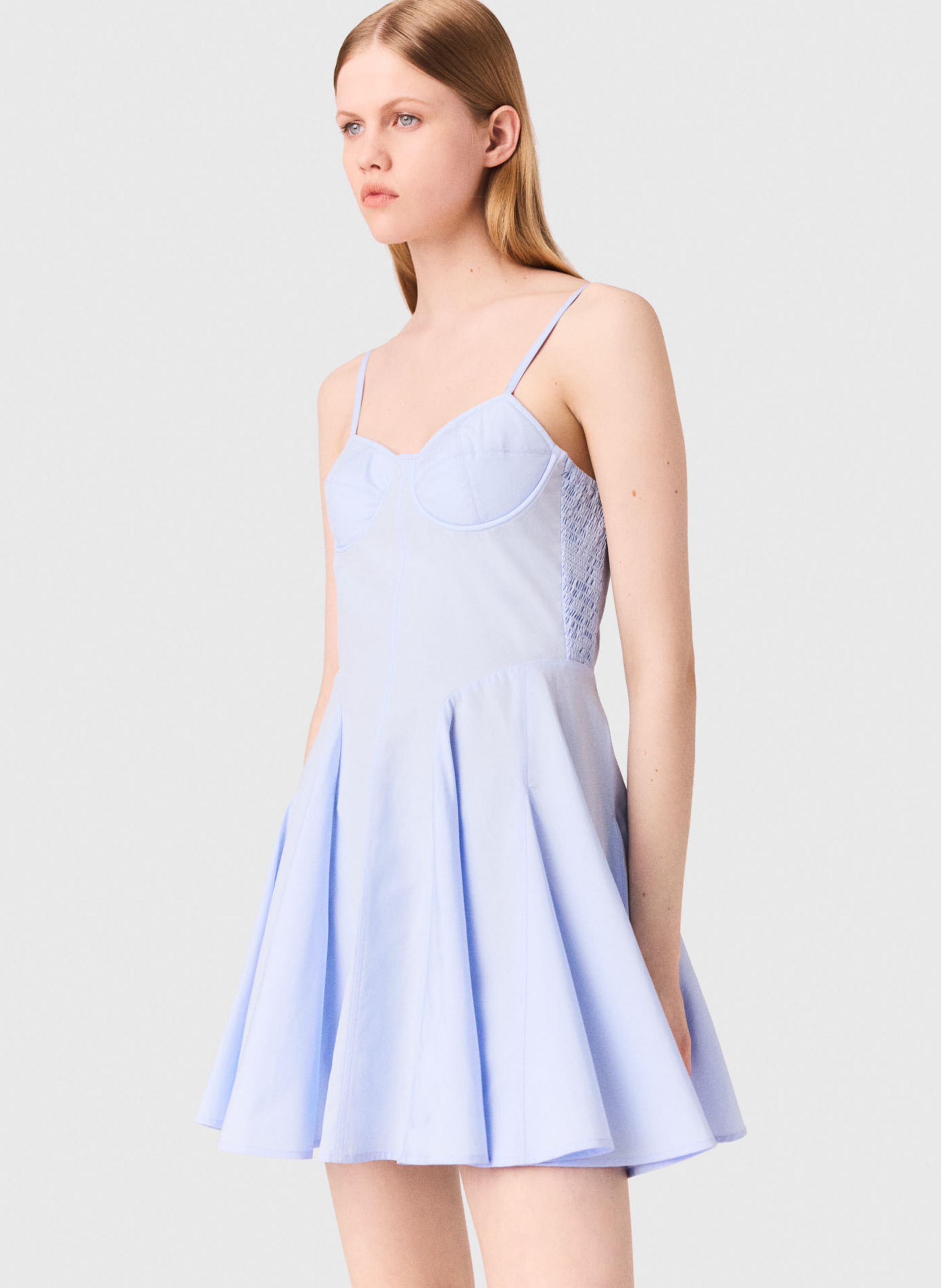 Robe courte en coton MAJE Bleu