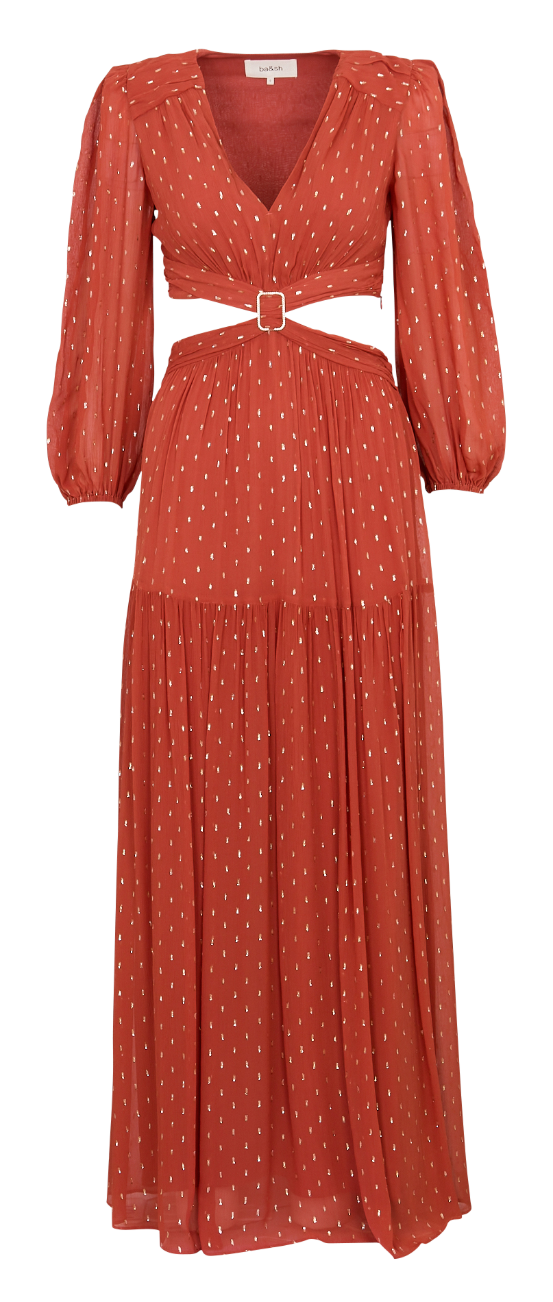 Robe longue fluide avec ouvertures côtés BA&SH Marron