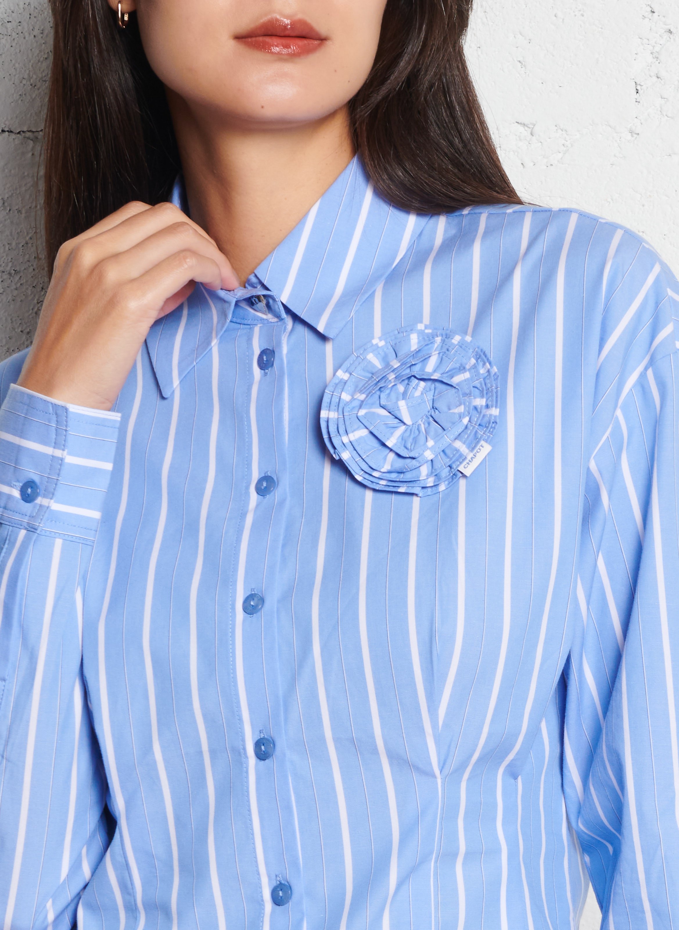 Chemise cintrée en coton FABIENNE CHAPOT Bleu