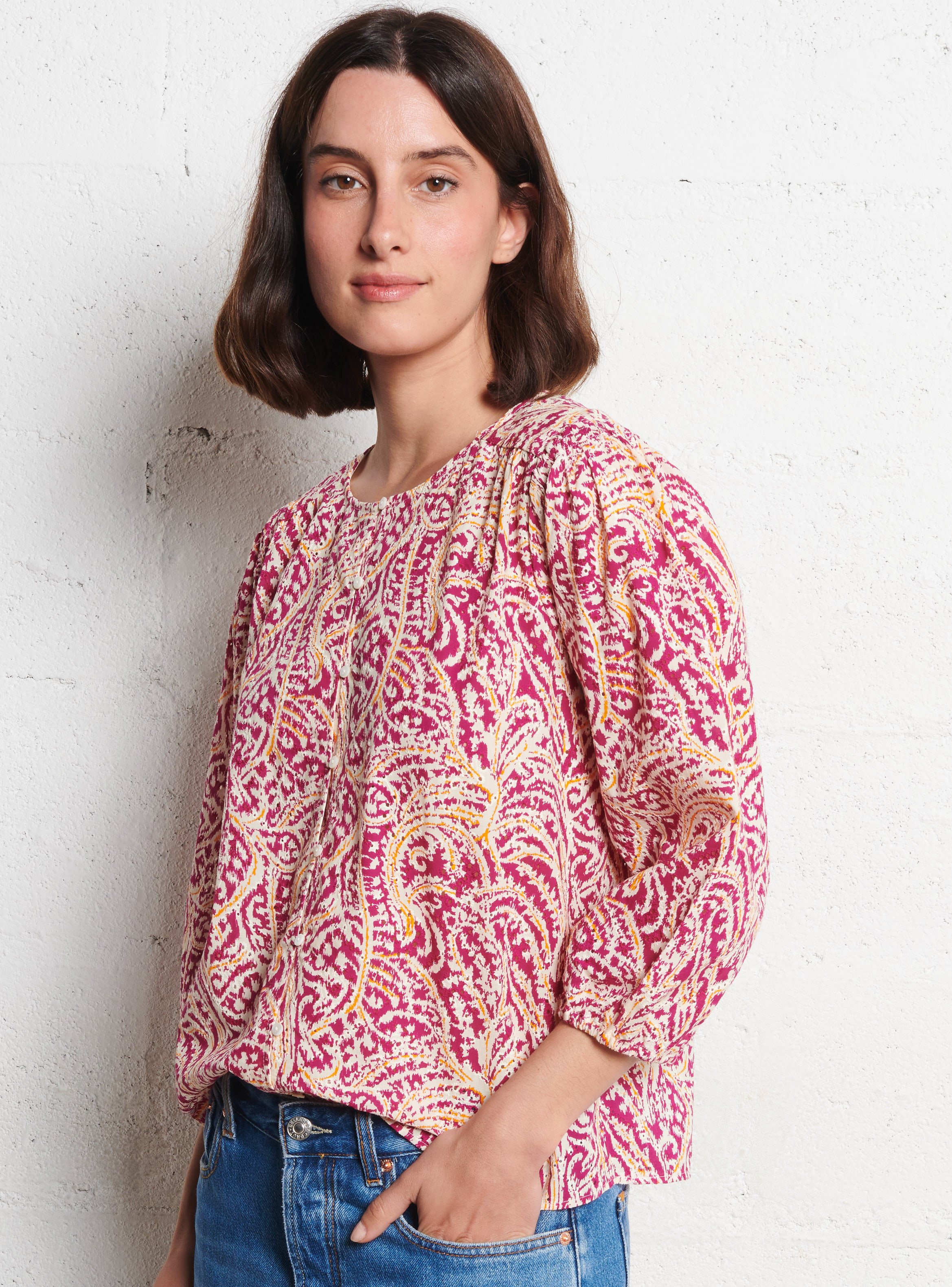 Loose-fit cotton top MAISON 123 Purple