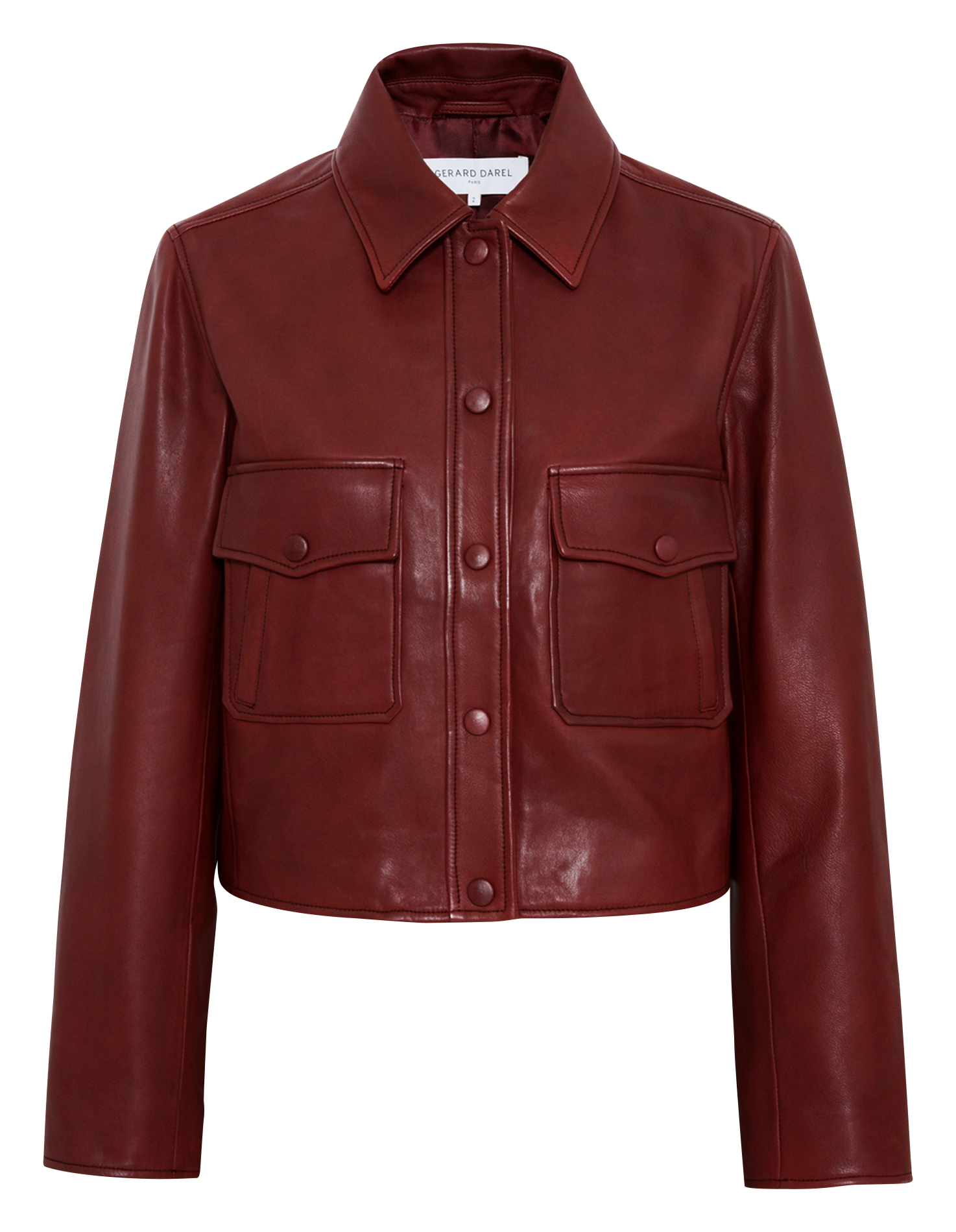 Veste col classique en cuir GERARD DAREL Rouge
