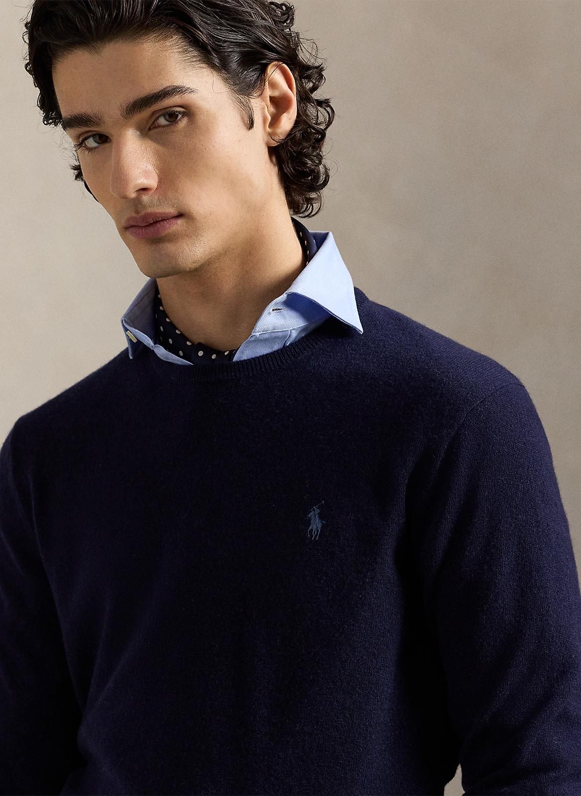 Pull col rond en laine POLO RALPH LAUREN Bleu