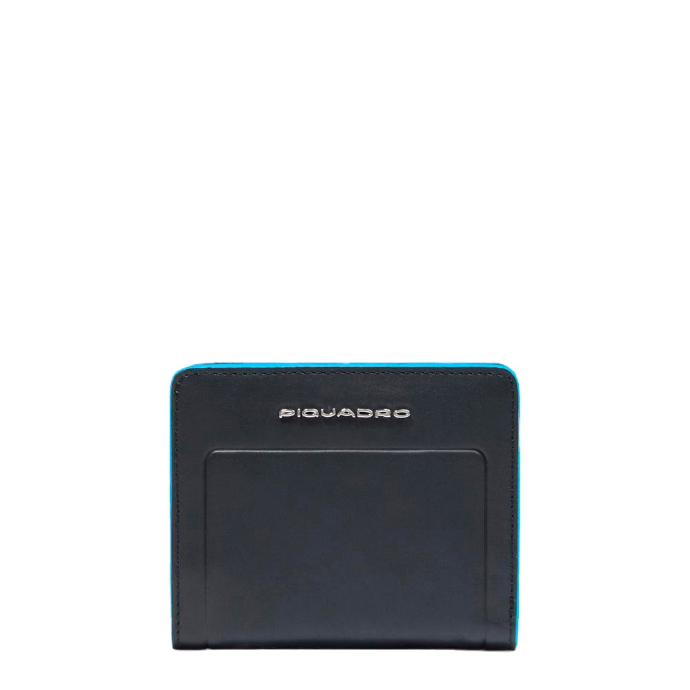Women's small leather wallet with coin pocket, credit card slots, RFID protection PIQUADRO Black