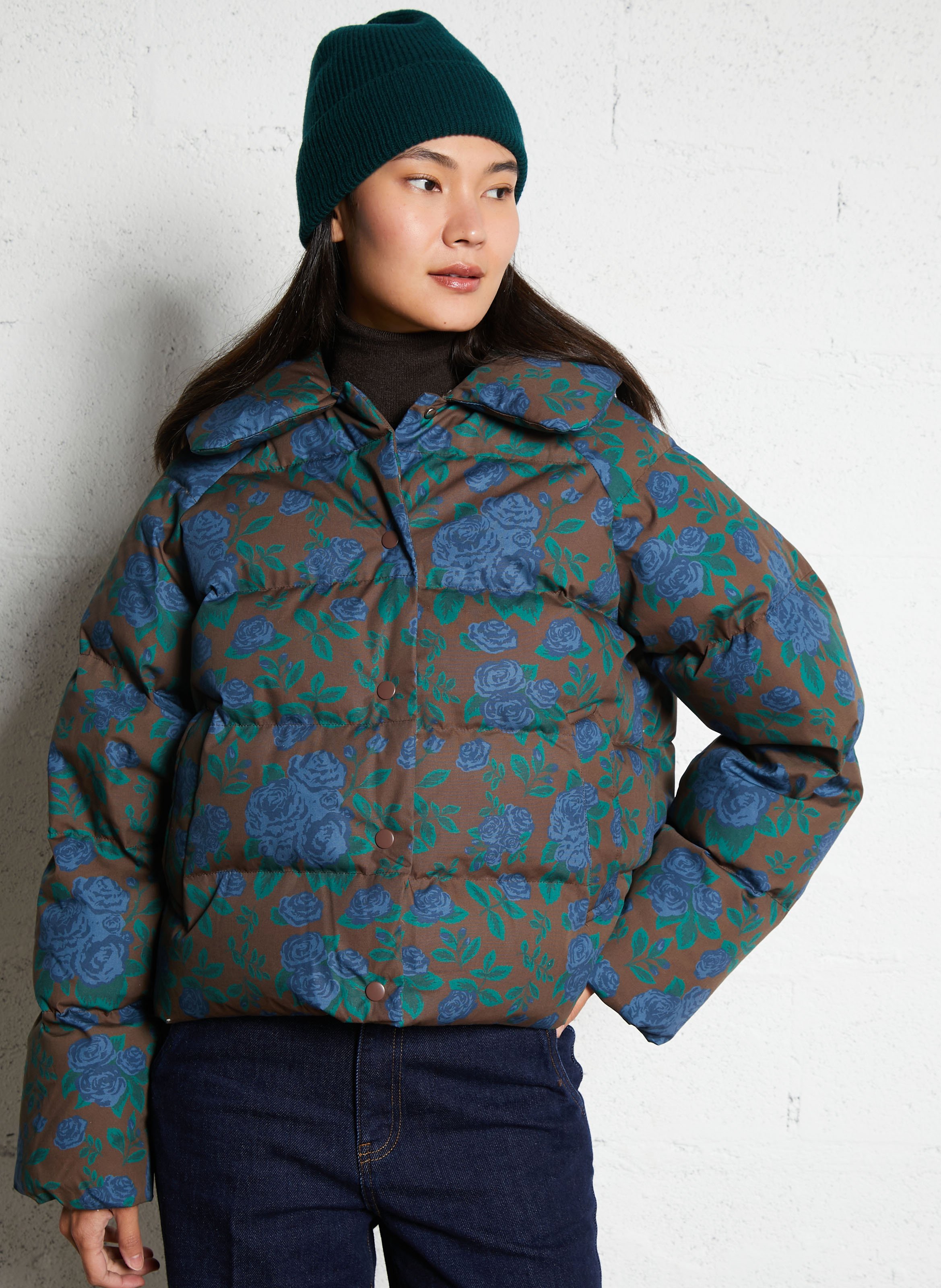 Doudoune matelassée imprimée en coton THE TINY BIG SISTER Marron