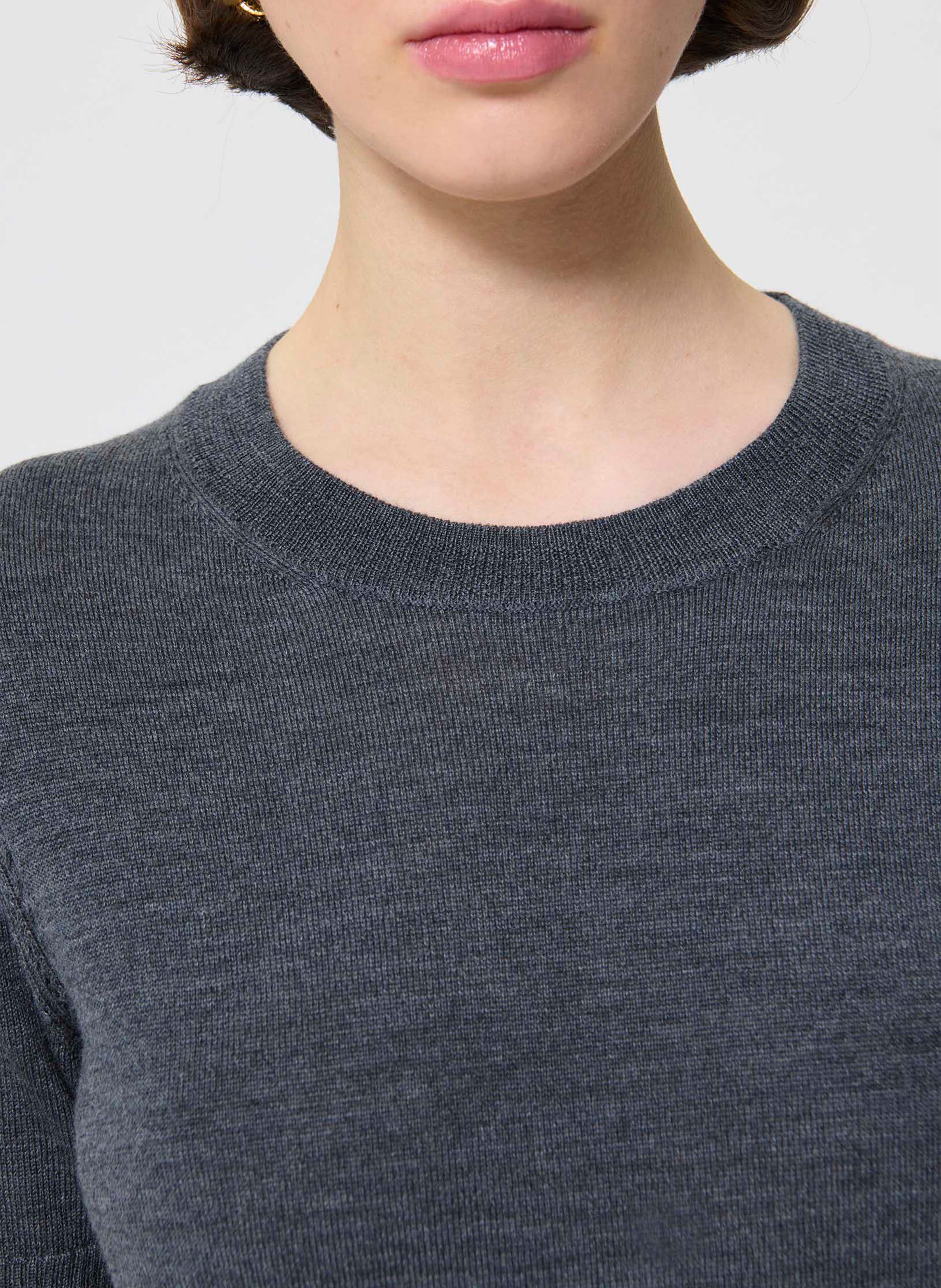Pull col rond en laine TARA JARMON Gris
