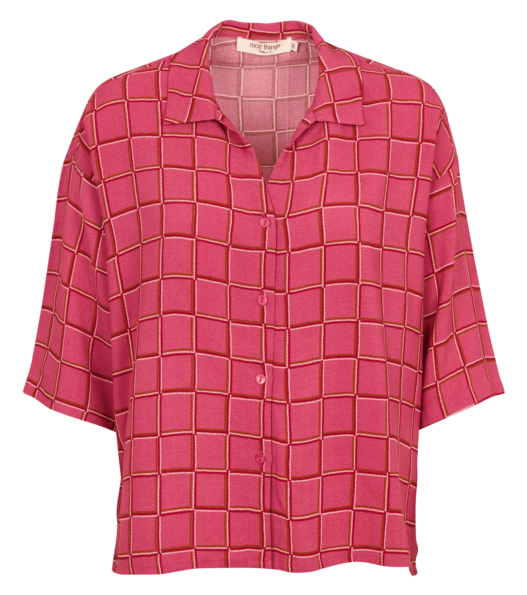 Rechte blouse met print NICE THINGS Roze