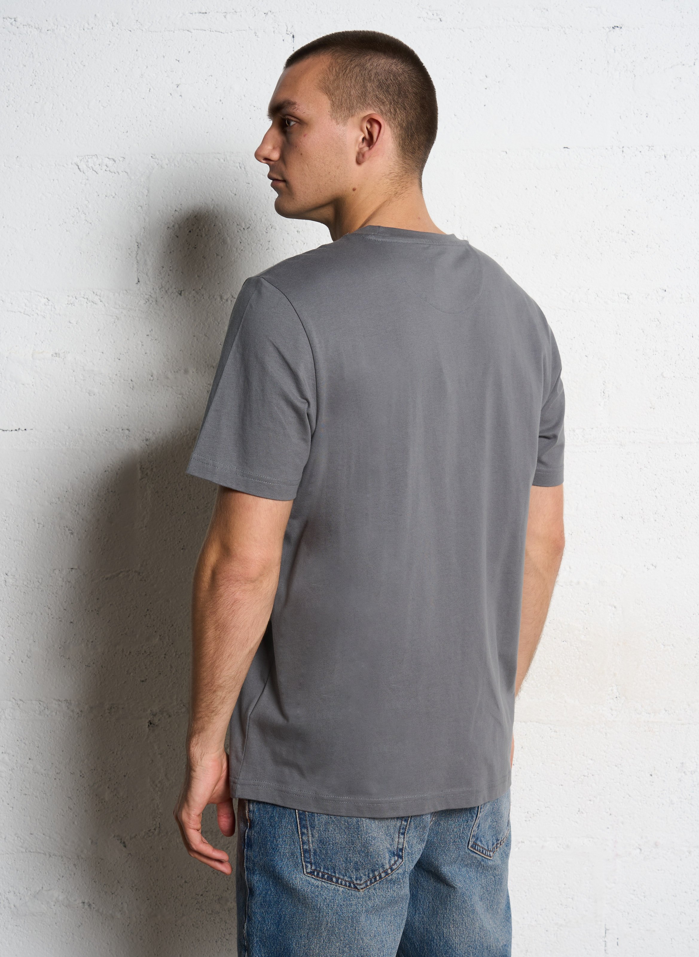 Tee-shirt col rond en coton bio FARAH Gris