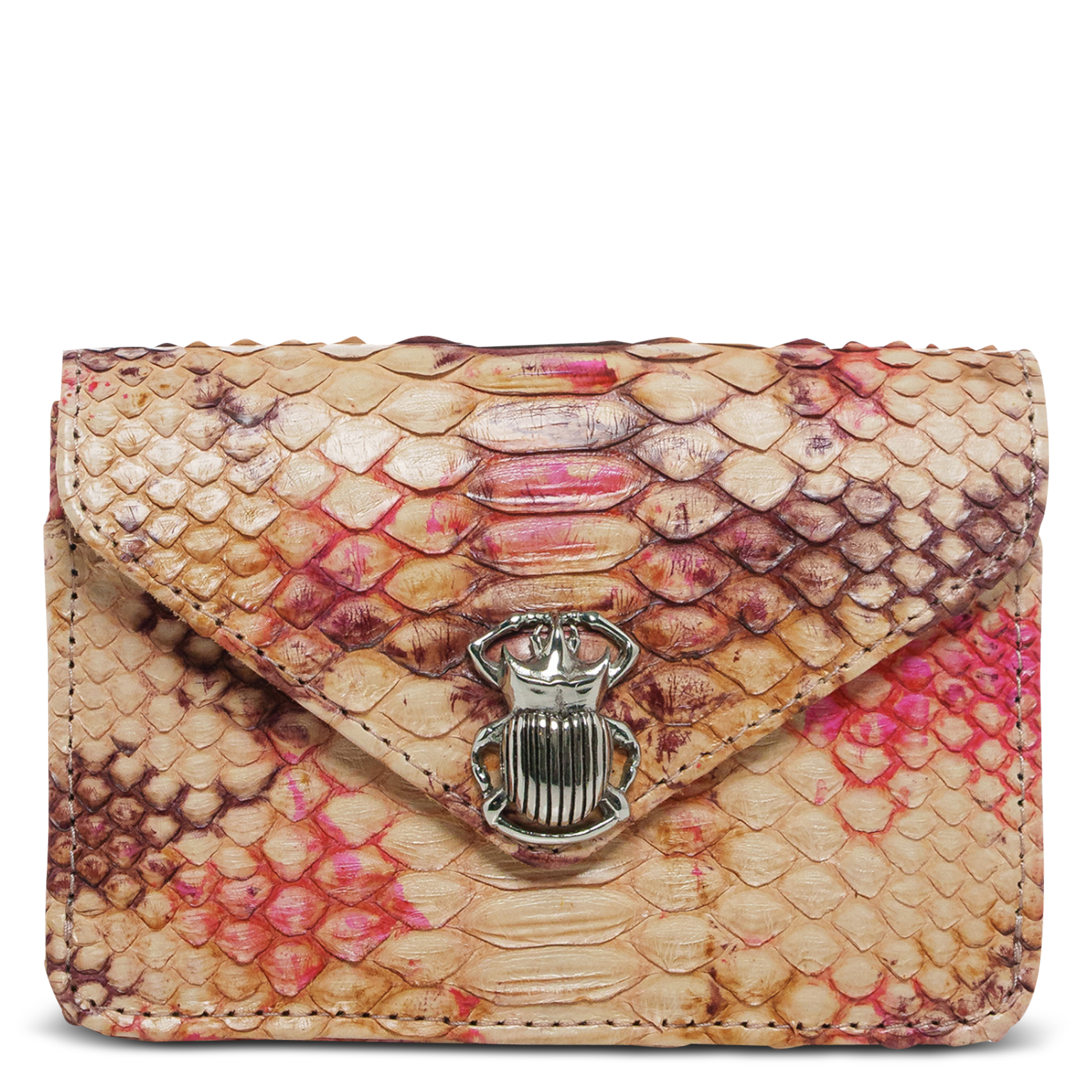 Porte-cartes python avec fermoir scarabée CLARIS VIROT Multicolore