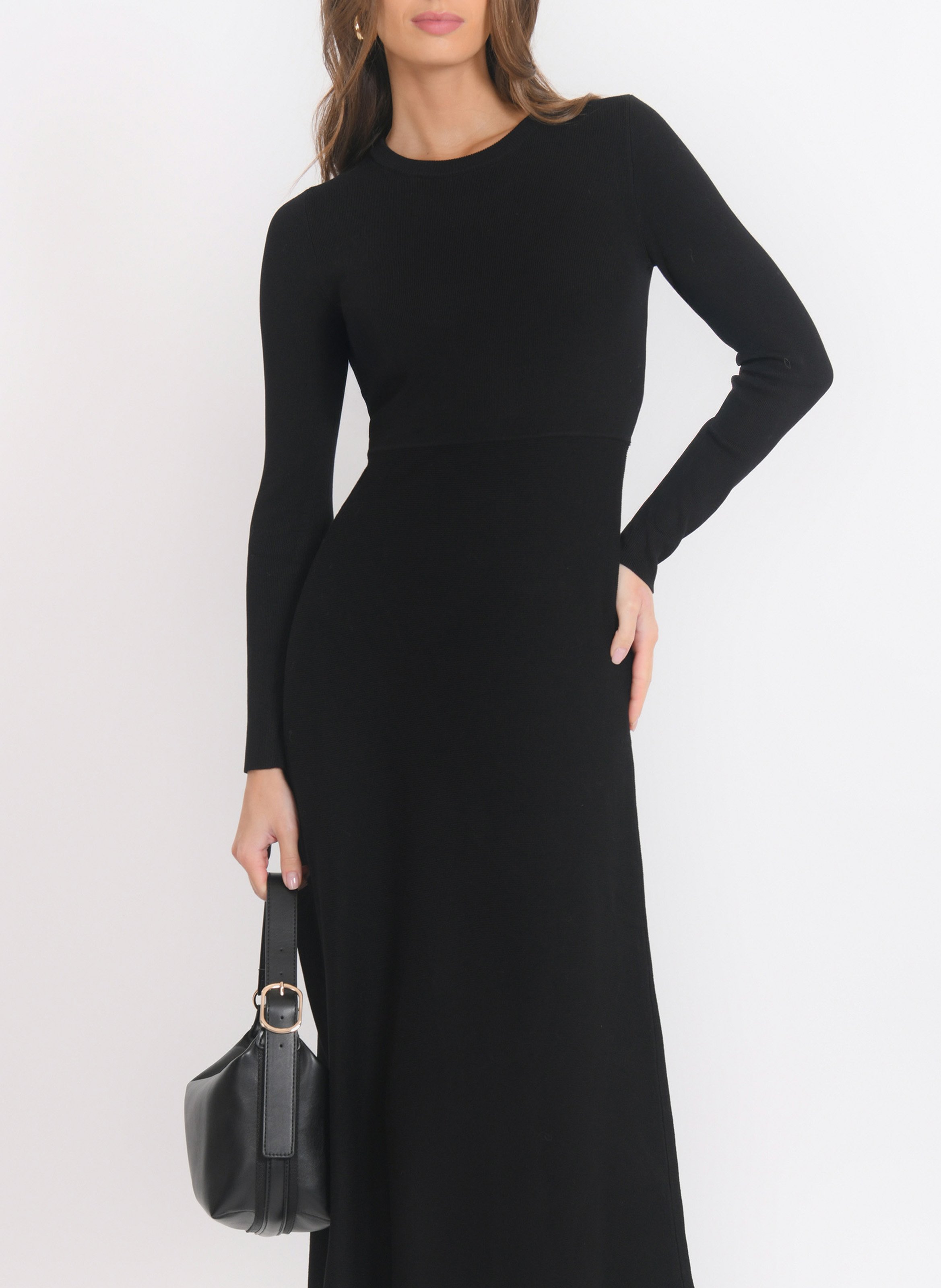 Robe pull longue col V KOOKAI Noir